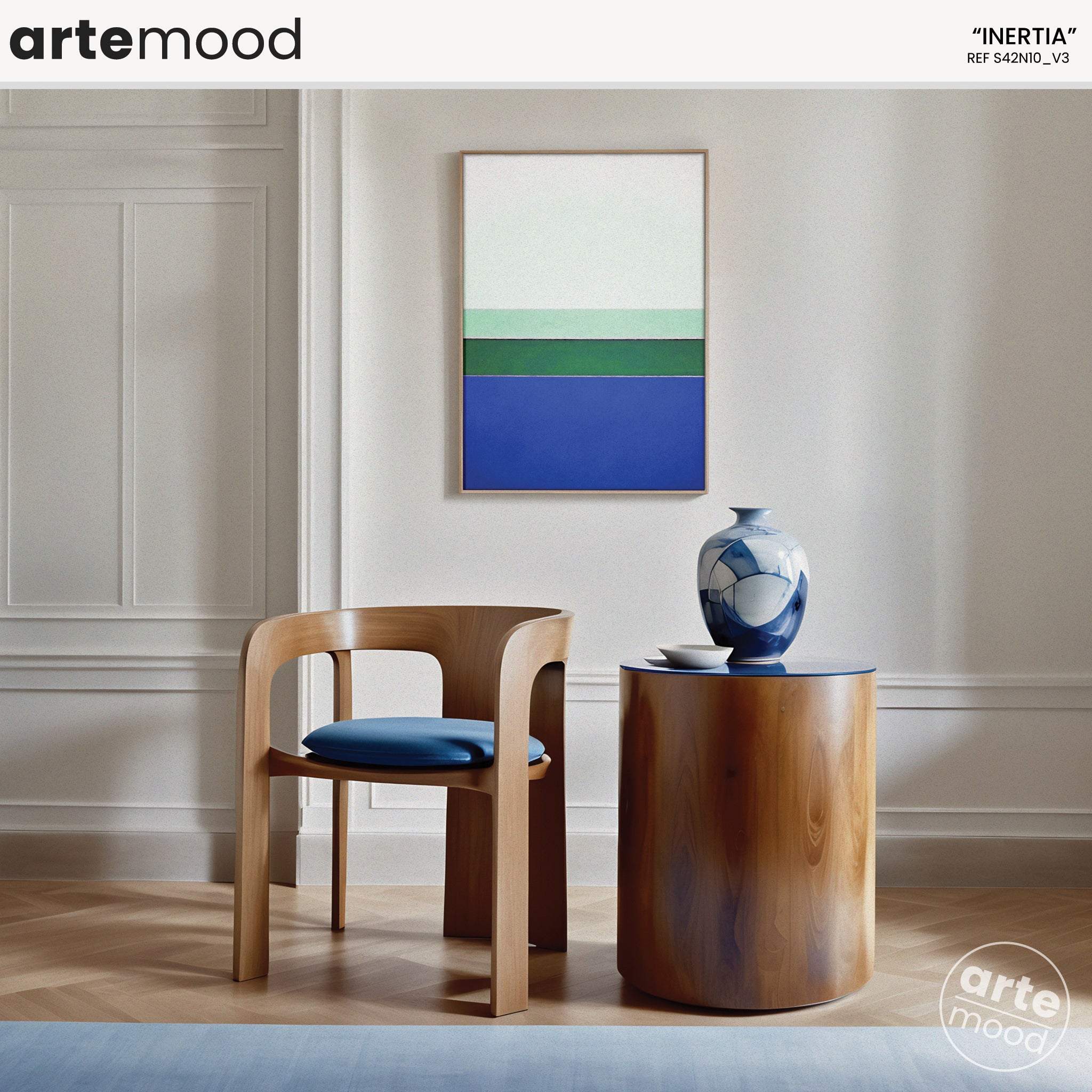 Color Field Artwork Print On Canvas - Zen, Calm, Blue, Green, White, Relaxing, Cool Tones, Classic