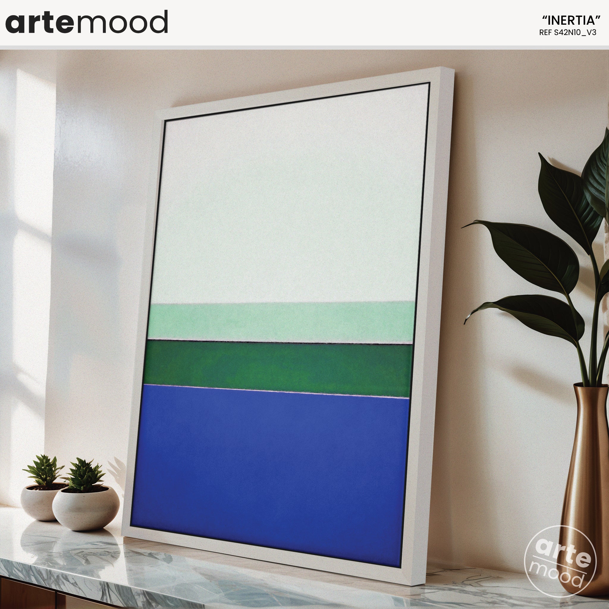 Color Field Artwork Print On Canvas - Zen, Calm, Blue, Green, White, Relaxing, Cool Tones, Classic