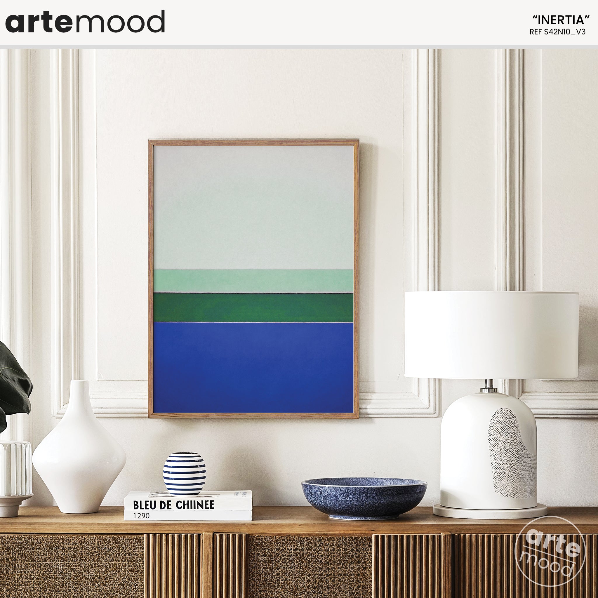 Color Field Artwork Print On Canvas - Zen, Calm, Blue, Green, White, Relaxing, Cool Tones, Classic