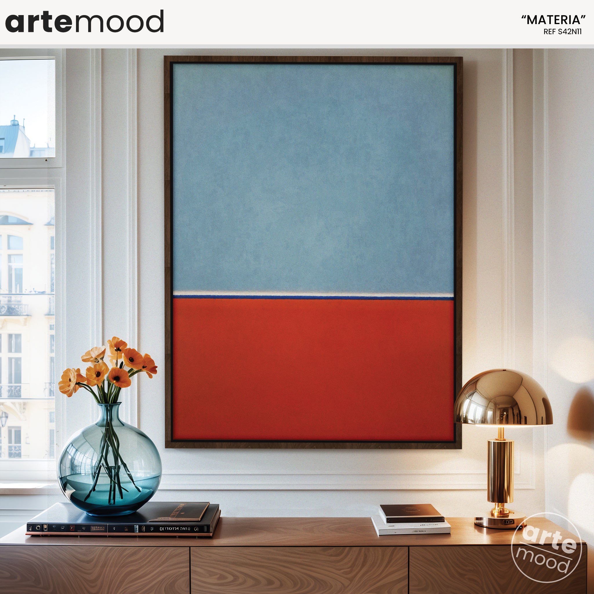 Color Field Artwork Print On Canvas - Minimalist, Zen, Red, Blue, Minimal Rothko Style Art Print