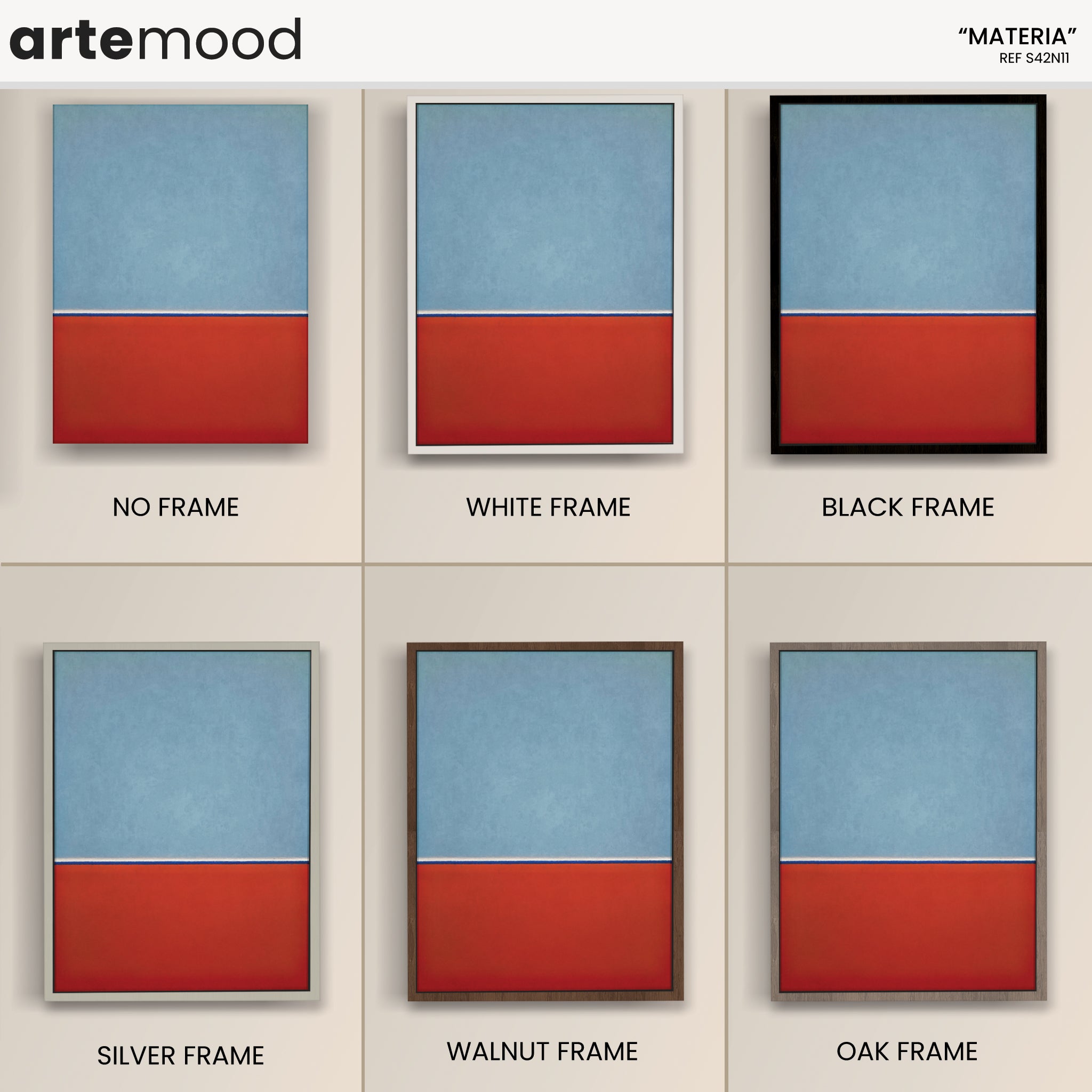 Color Field Artwork Print On Canvas - Minimalist, Zen, Red, Blue, Minimal Rothko Style Art Print