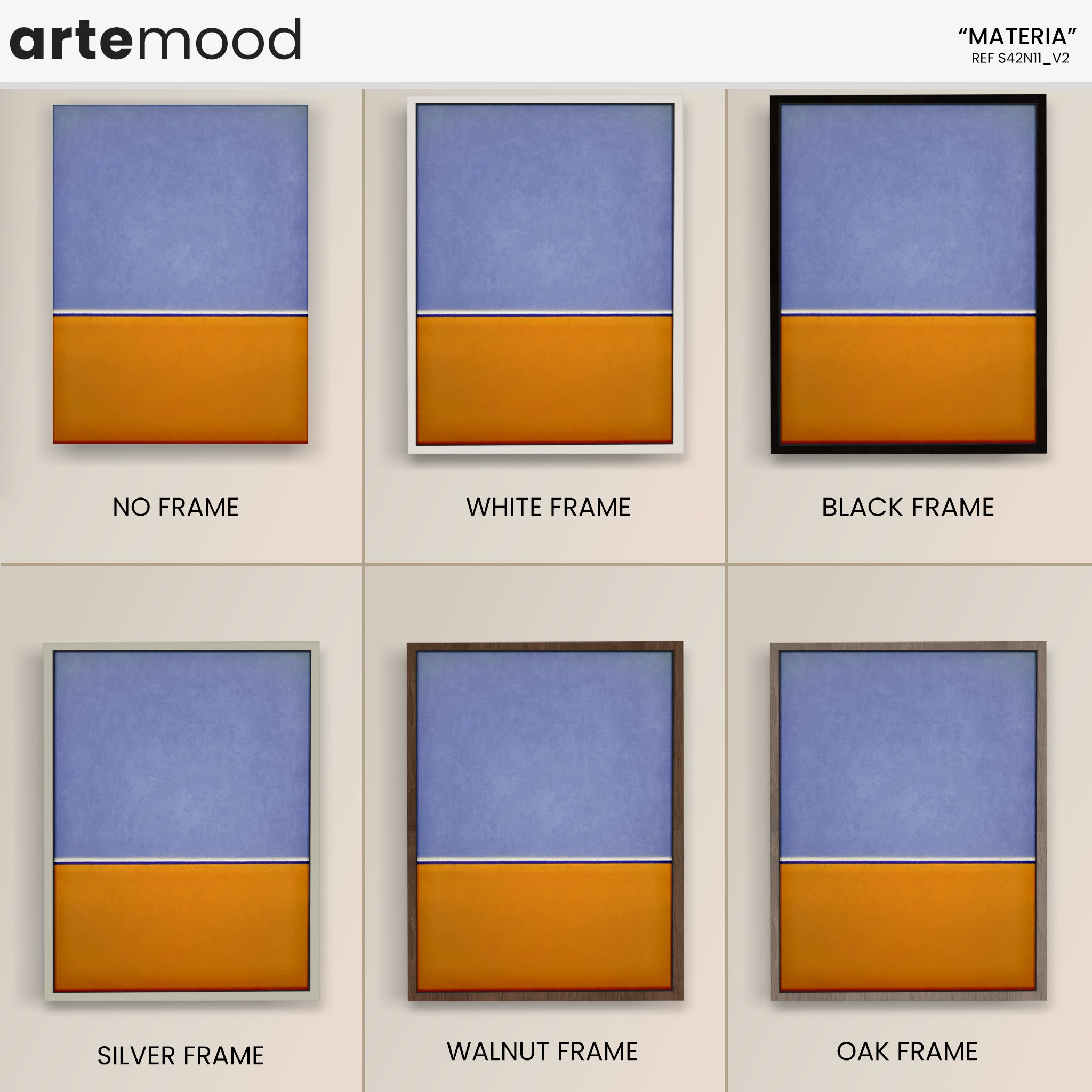 Color Field Artwork Print On Canvas - Minimalist, Zen, Violet, Mustard Orange, Minimal Wall Art Framed