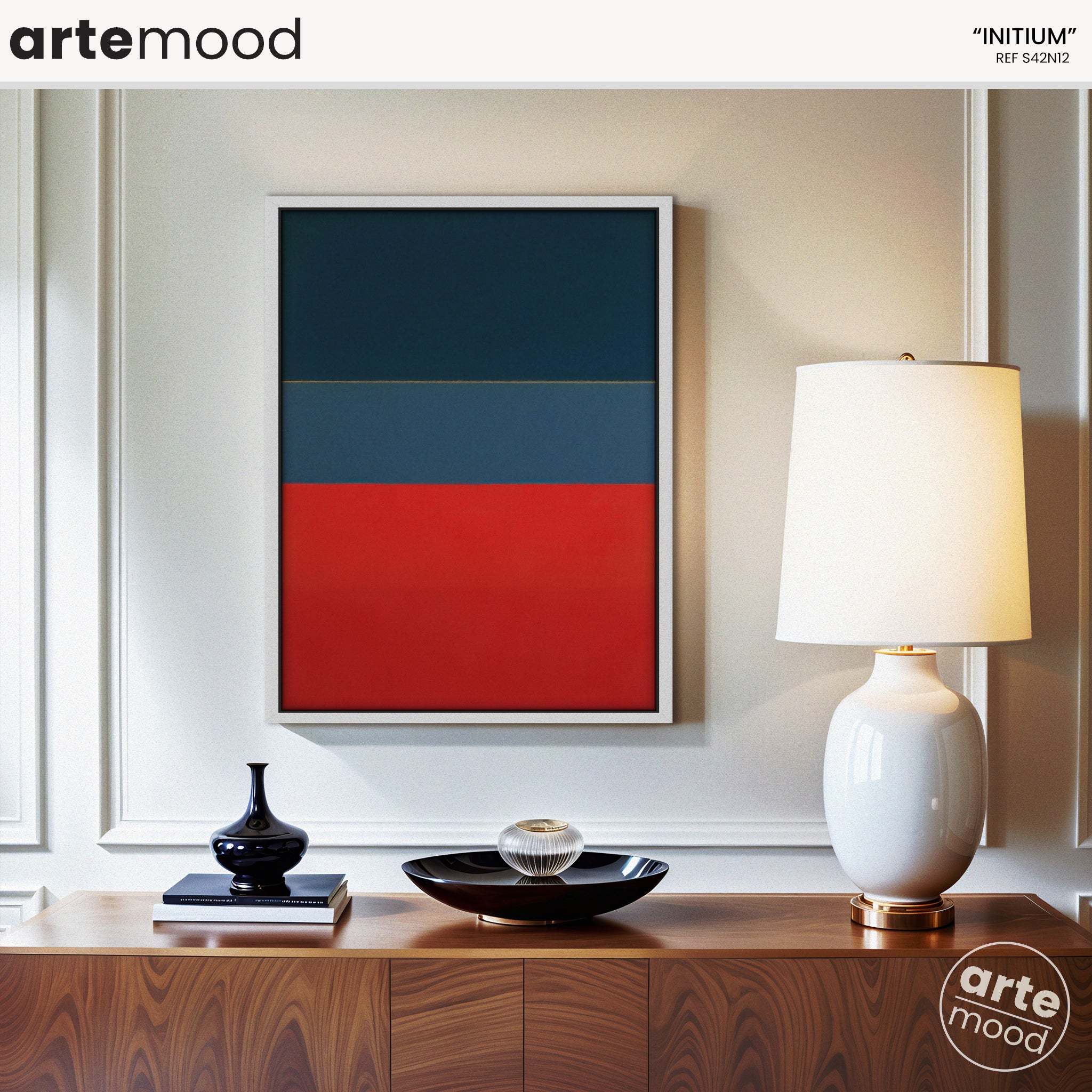 Color Field Artwork Print On Canvas - Minimalist, Zen, Blue, Red, Energetic Rothko Style Wall Art