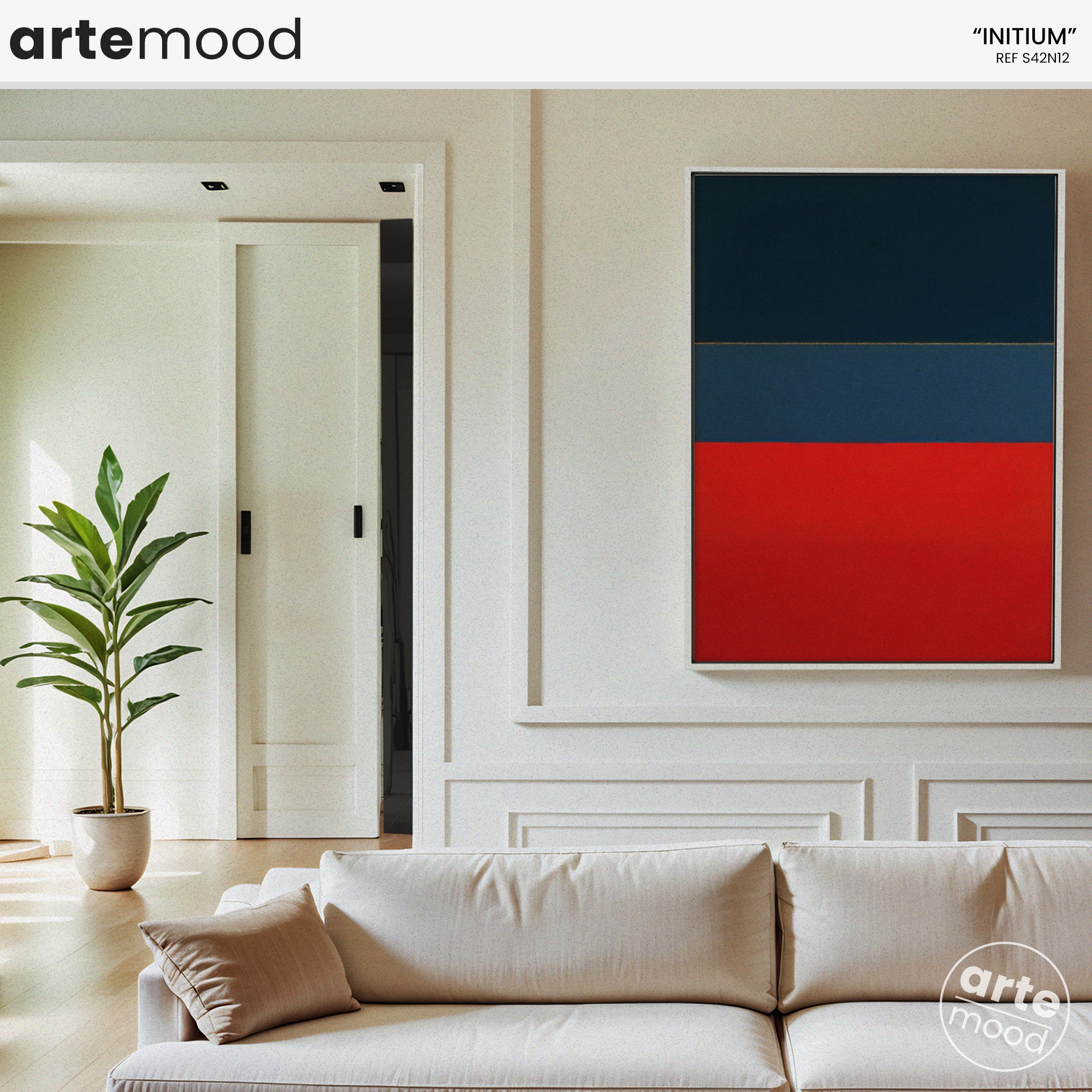 Color Field Artwork Print On Canvas - Minimalist, Zen, Blue, Red, Energetic Rothko Style Wall Art