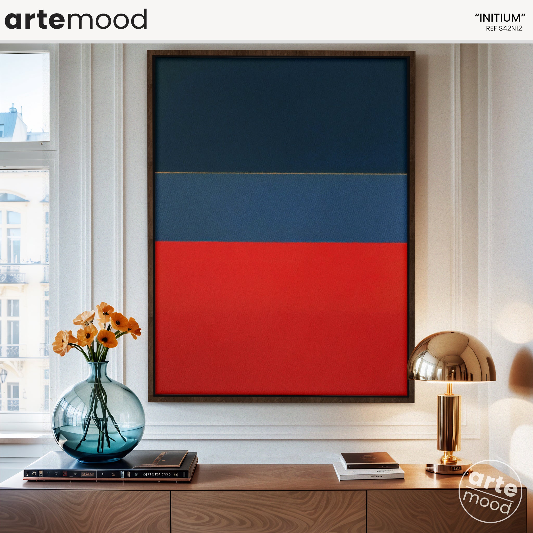 Color Field Artwork Print On Canvas - Minimalist, Zen, Blue, Red, Energetic Rothko Style Wall Art