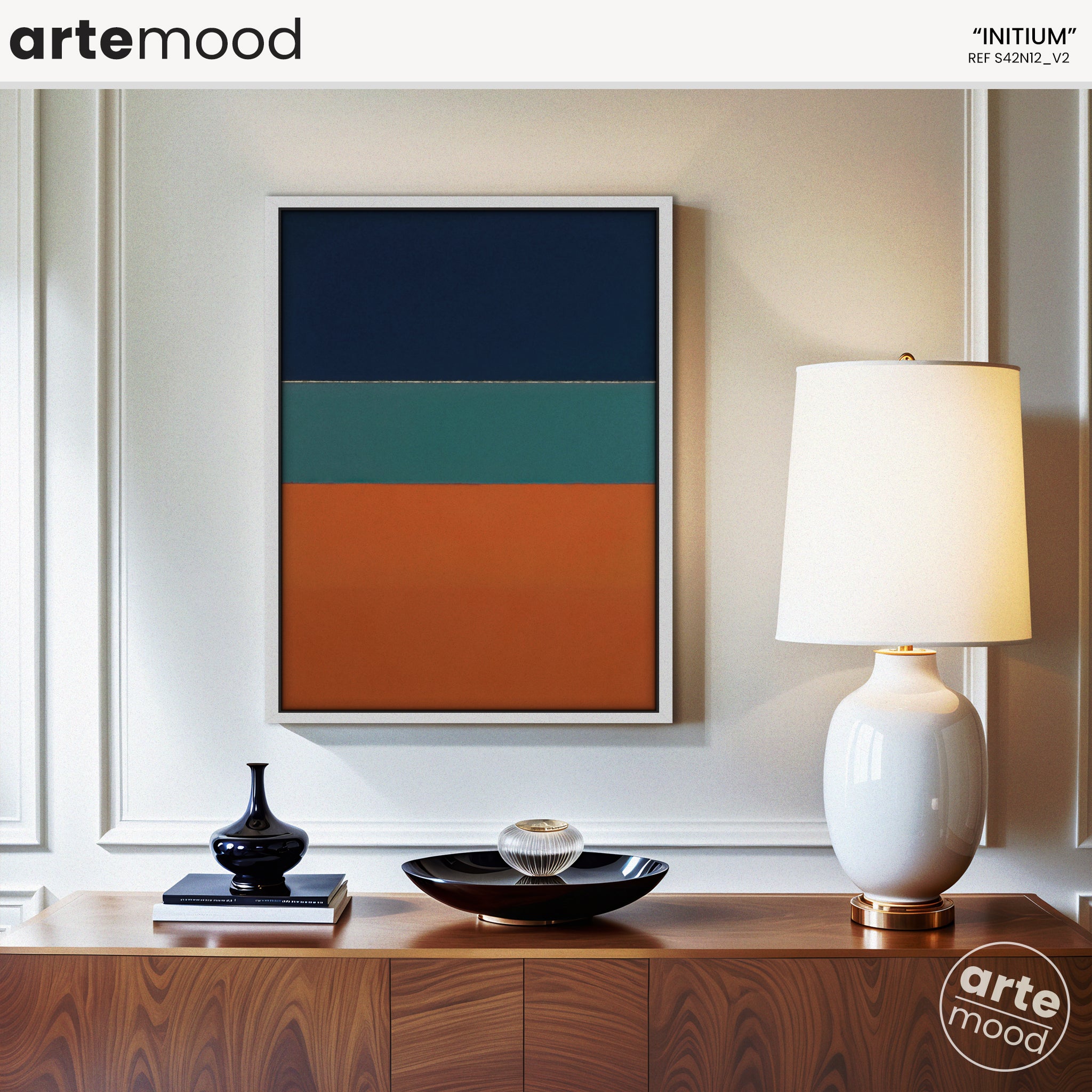 Color Field Artwork Print On Canvas - Minimalist, Zen, Blue, Green, Orange, Rothko Style Wall Art