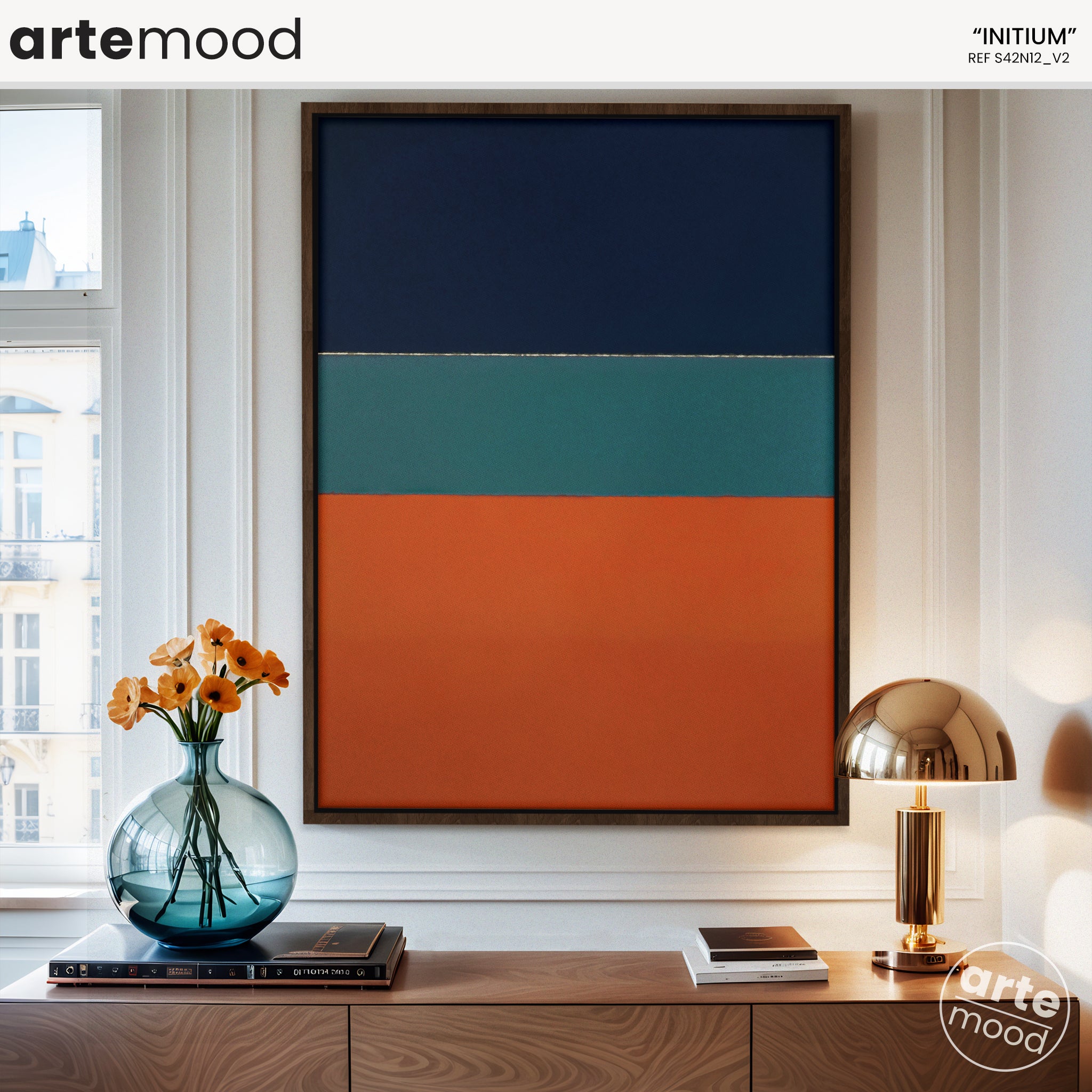 Color Field Artwork Print On Canvas - Minimalist, Zen, Blue, Green, Orange, Rothko Style Wall Art