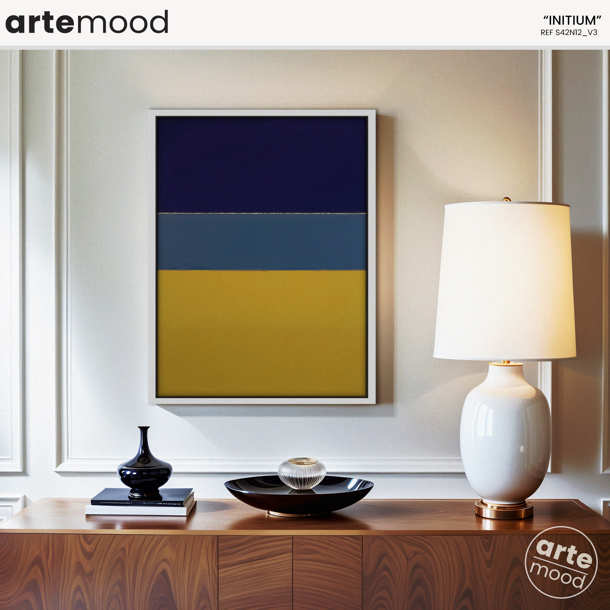 Color Field Artwork Print On Canvas - Minimalist, Zen, Blue, Yellow, Rothko Style Wall Art