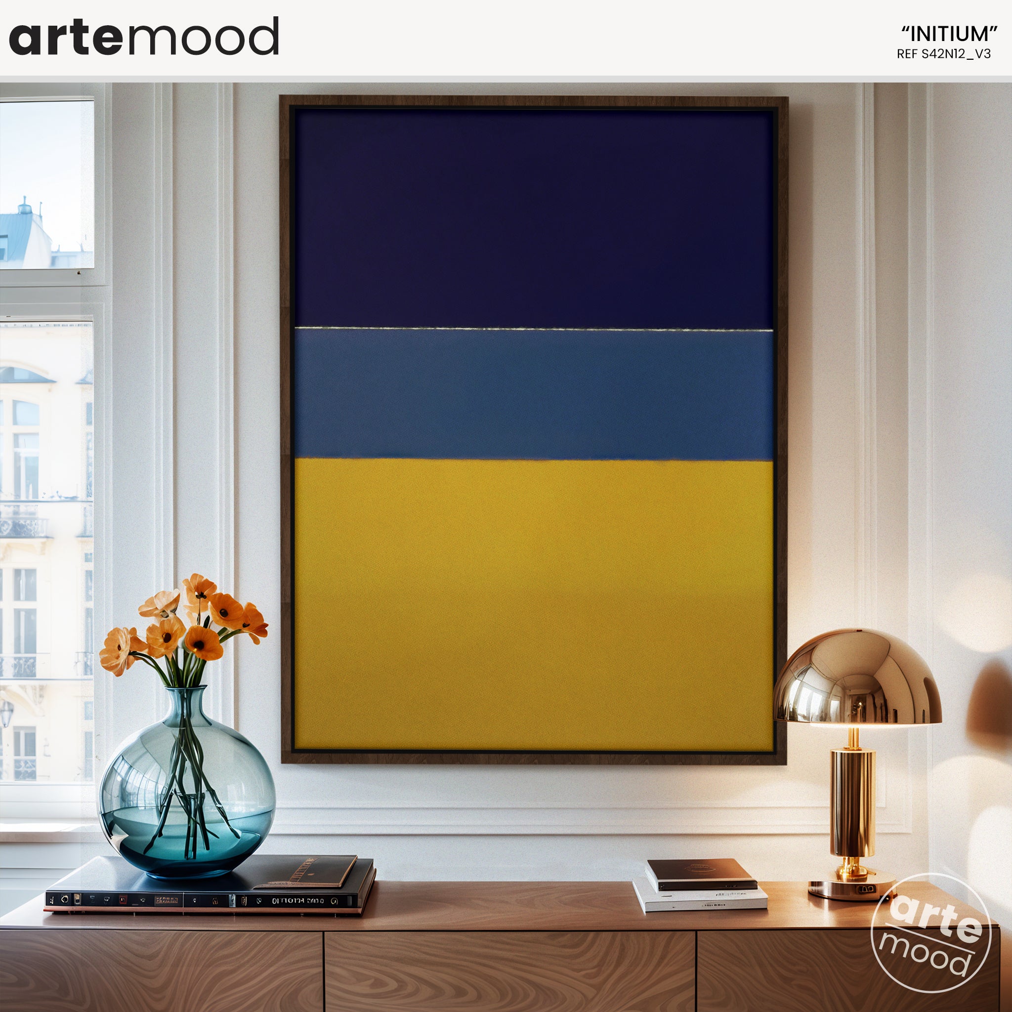 Color Field Artwork Print On Canvas - Minimalist, Zen, Blue, Yellow, Rothko Style Wall Art