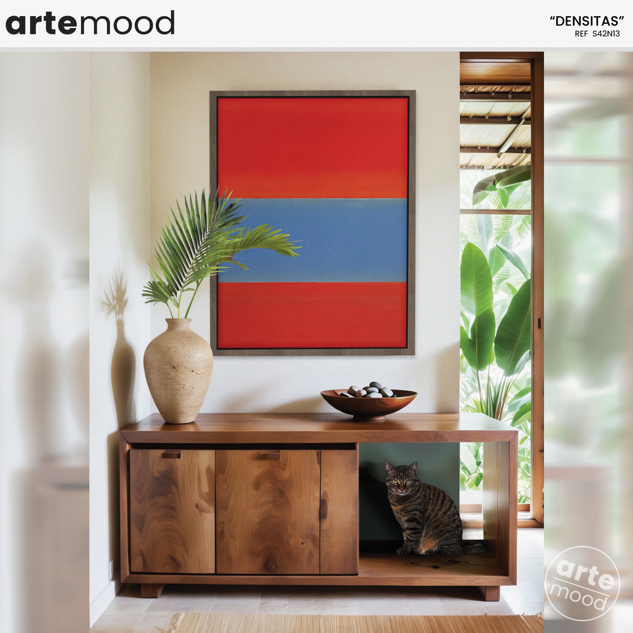 Color Field Artwork Print On Canvas - Minimalist, Zen, Red, Blue, Vibrant, Energetic