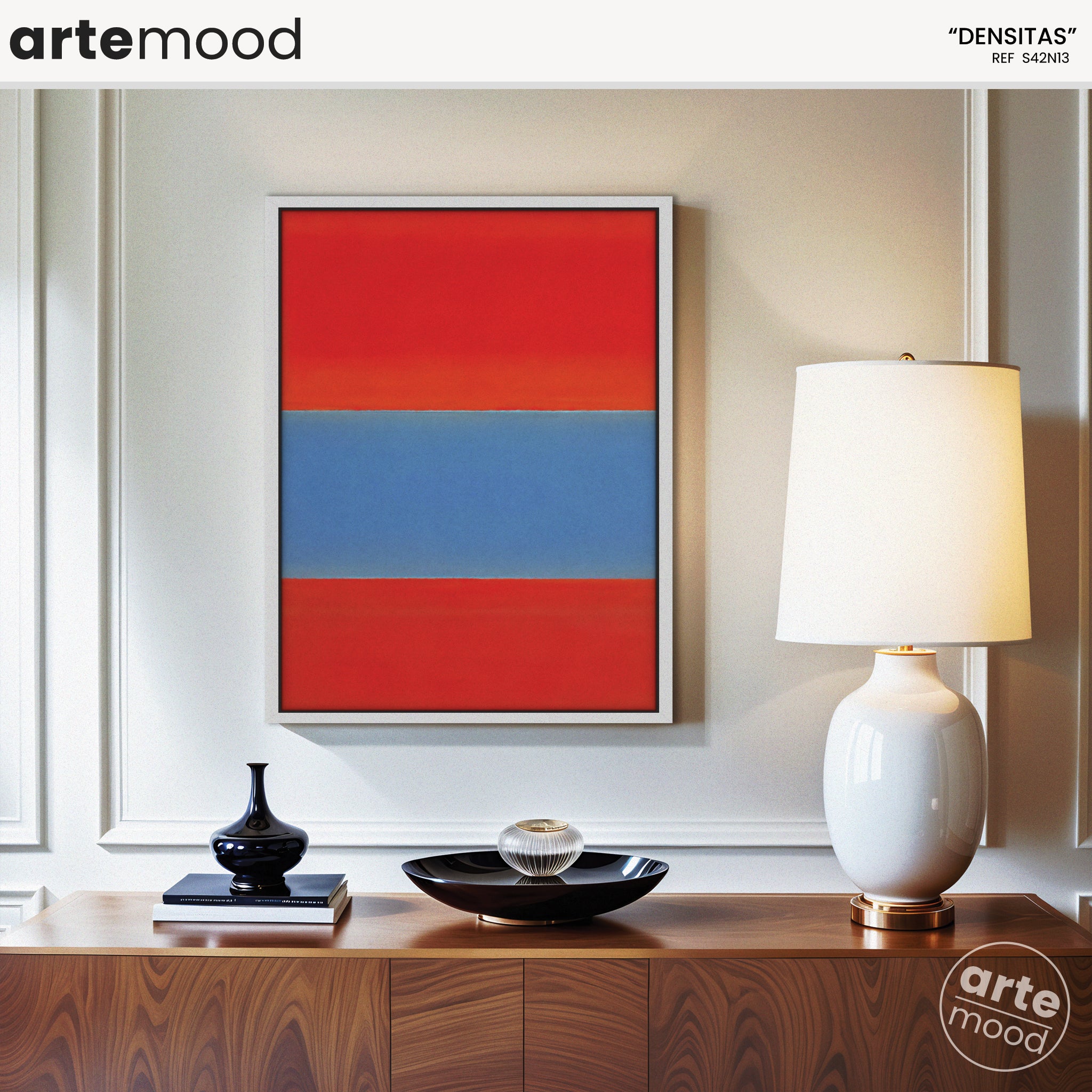 Color Field Artwork Print On Canvas - Minimalist, Zen, Red, Blue, Vibrant, Energetic