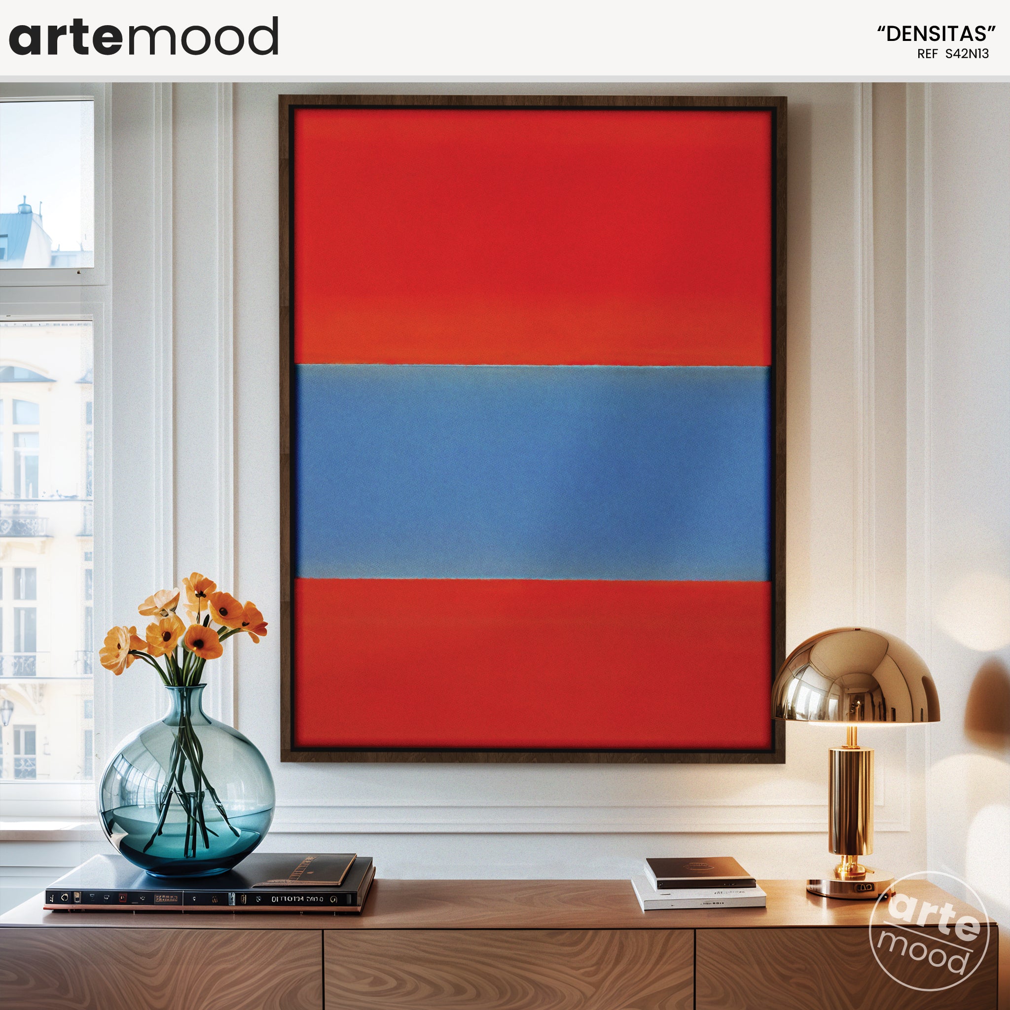 Color Field Artwork Print On Canvas - Minimalist, Zen, Red, Blue, Vibrant, Energetic