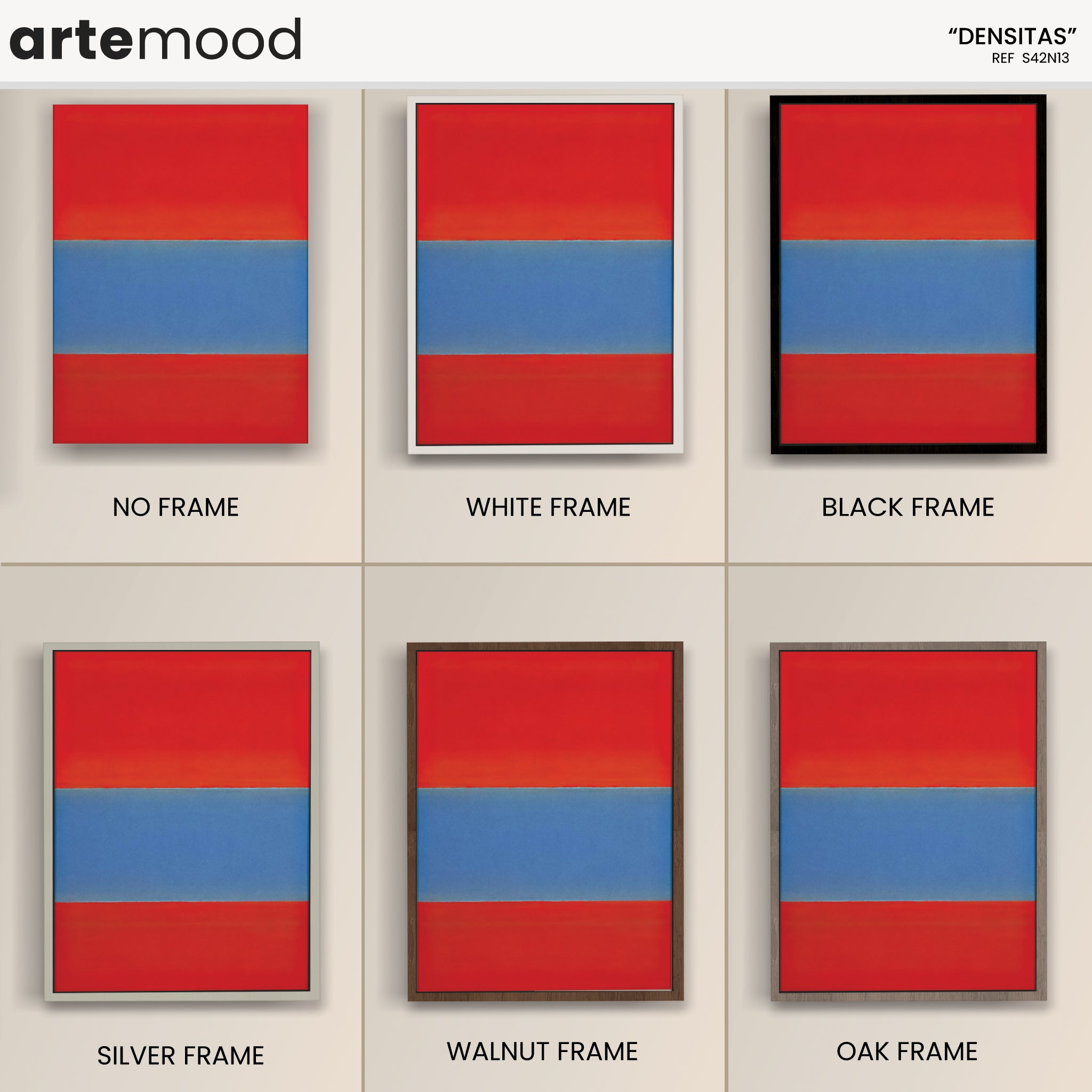 Color Field Artwork Print On Canvas - Minimalist, Zen, Red, Blue, Vibrant, Energetic