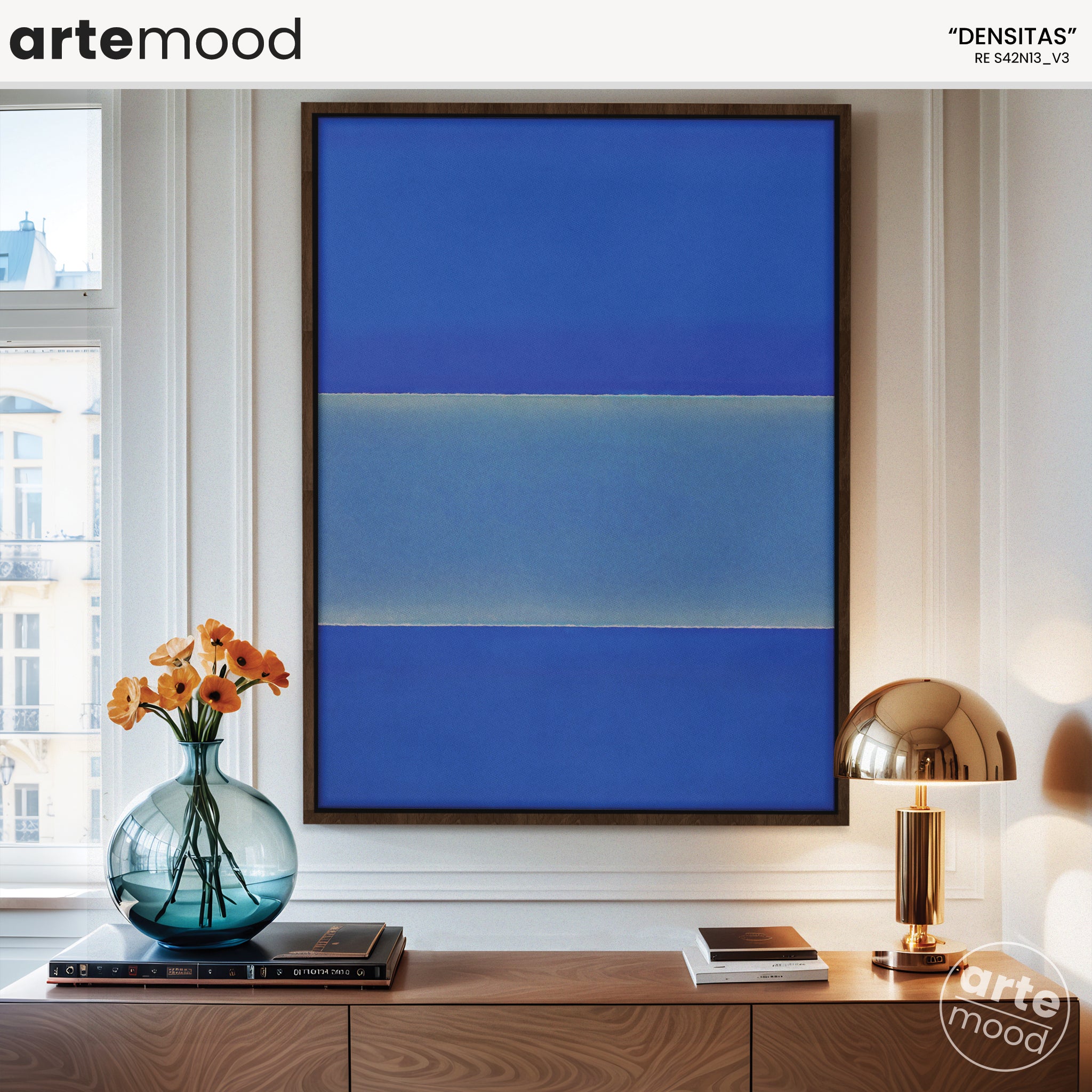 Color Field Artwork Print On Canvas - Minimalist, Zen, Blue Tones, Blue Color, Minimal Wall Art