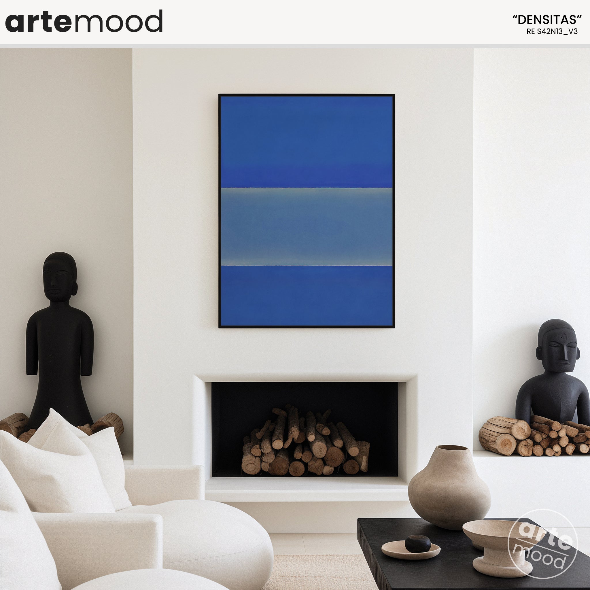 Color Field Artwork Print On Canvas - Minimalist, Zen, Blue Tones, Blue Color, Minimal Wall Art