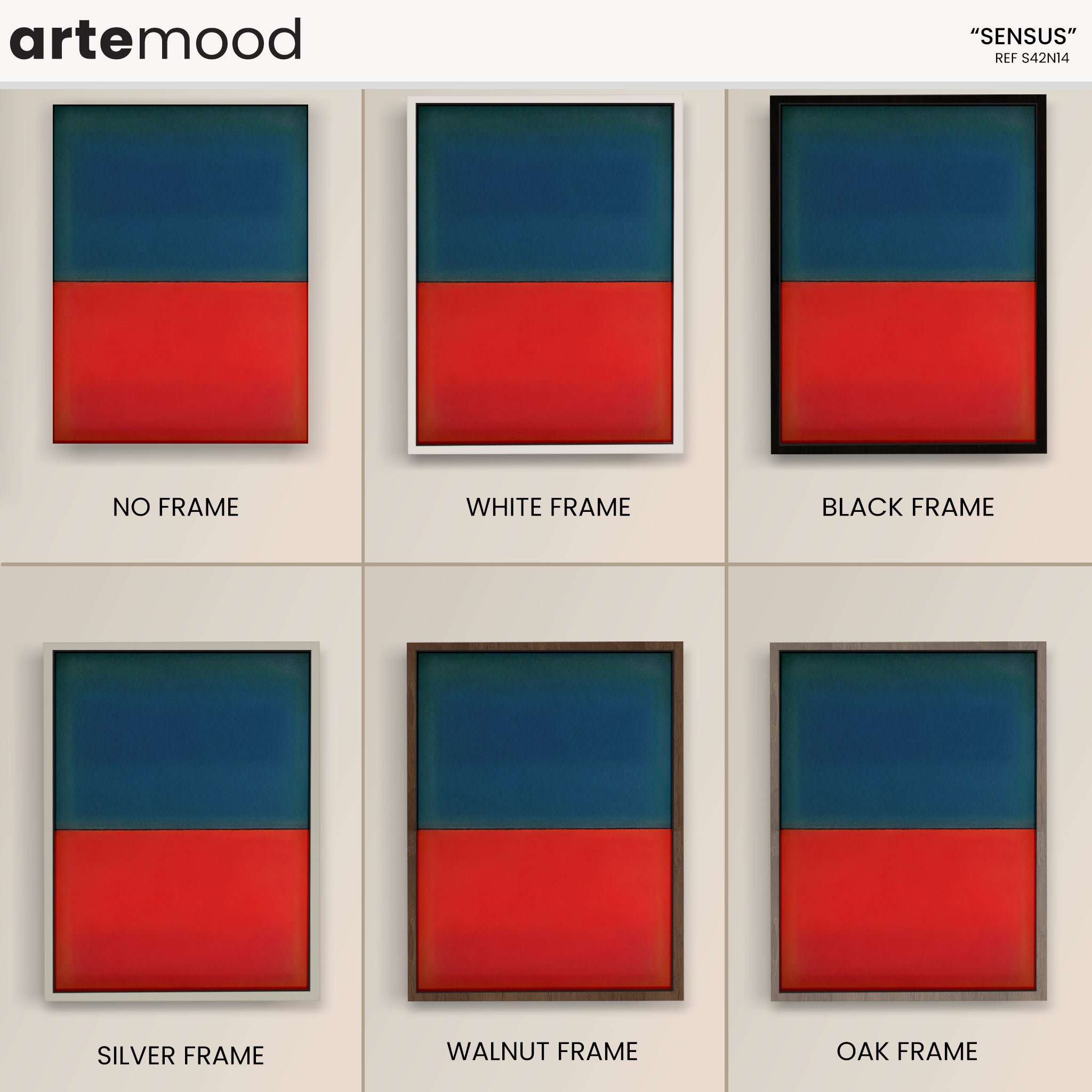 Color Field Artwork Print On Canvas - Minimalist, Zen, Blue, Red, Rothko Style Wall Art