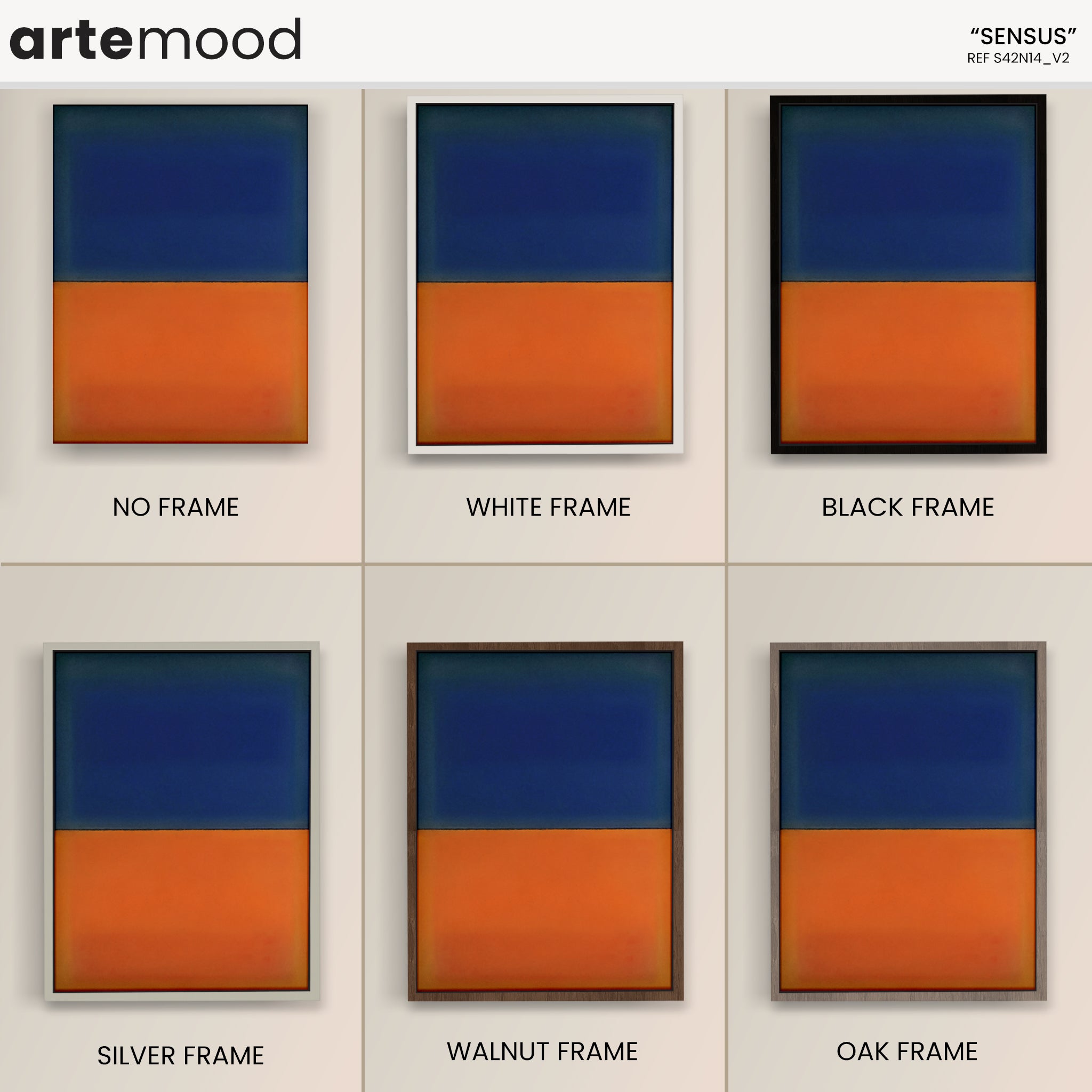 Color Field Artwork Print On Canvas - Minimalist, Zen, Blue, Orange, Beach, Ocean, Rothko Style