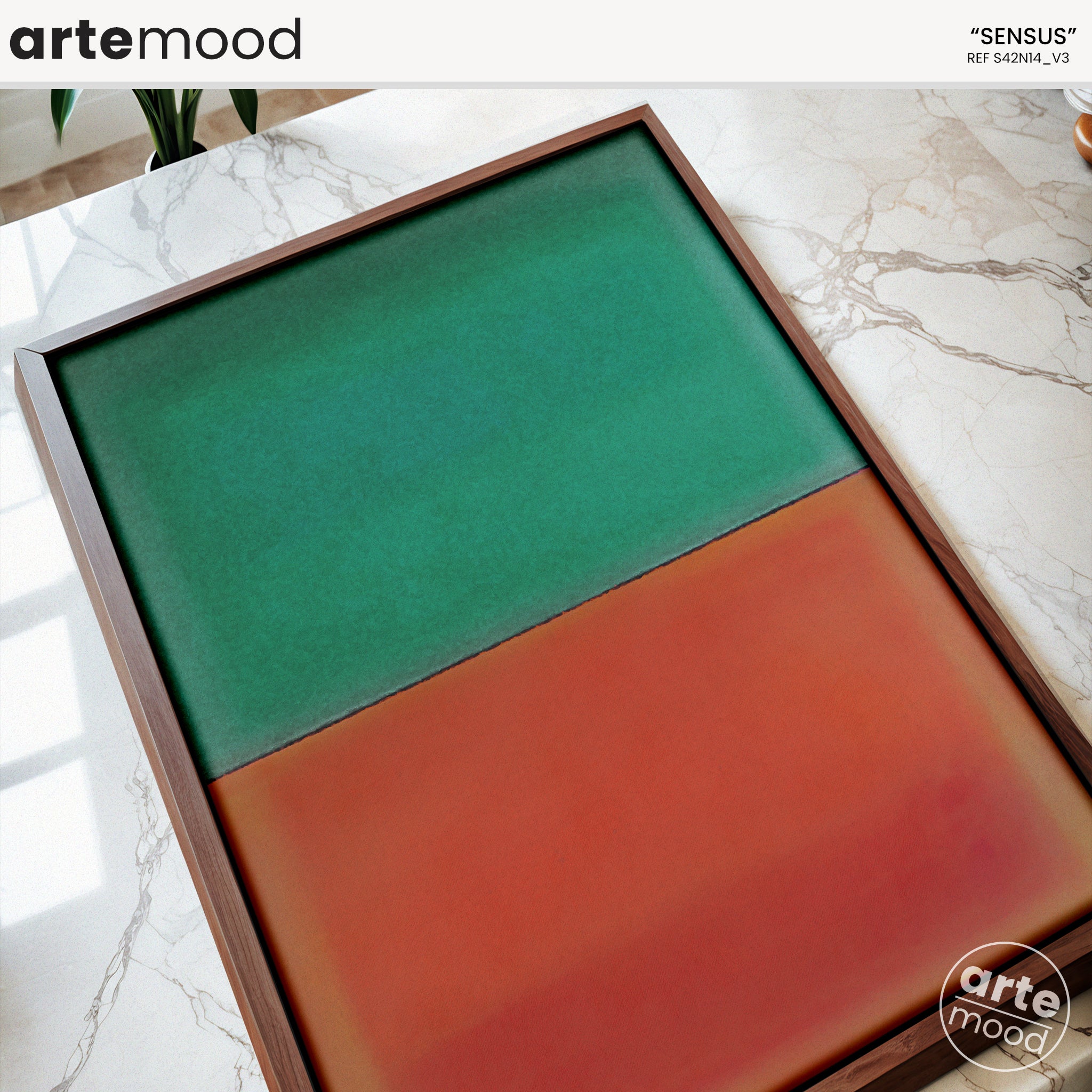 Color Field Artwork Print On Canvas - Minimalist, Zen, Orange, Green, Vibrant Colors, Rothko Style Wall Art