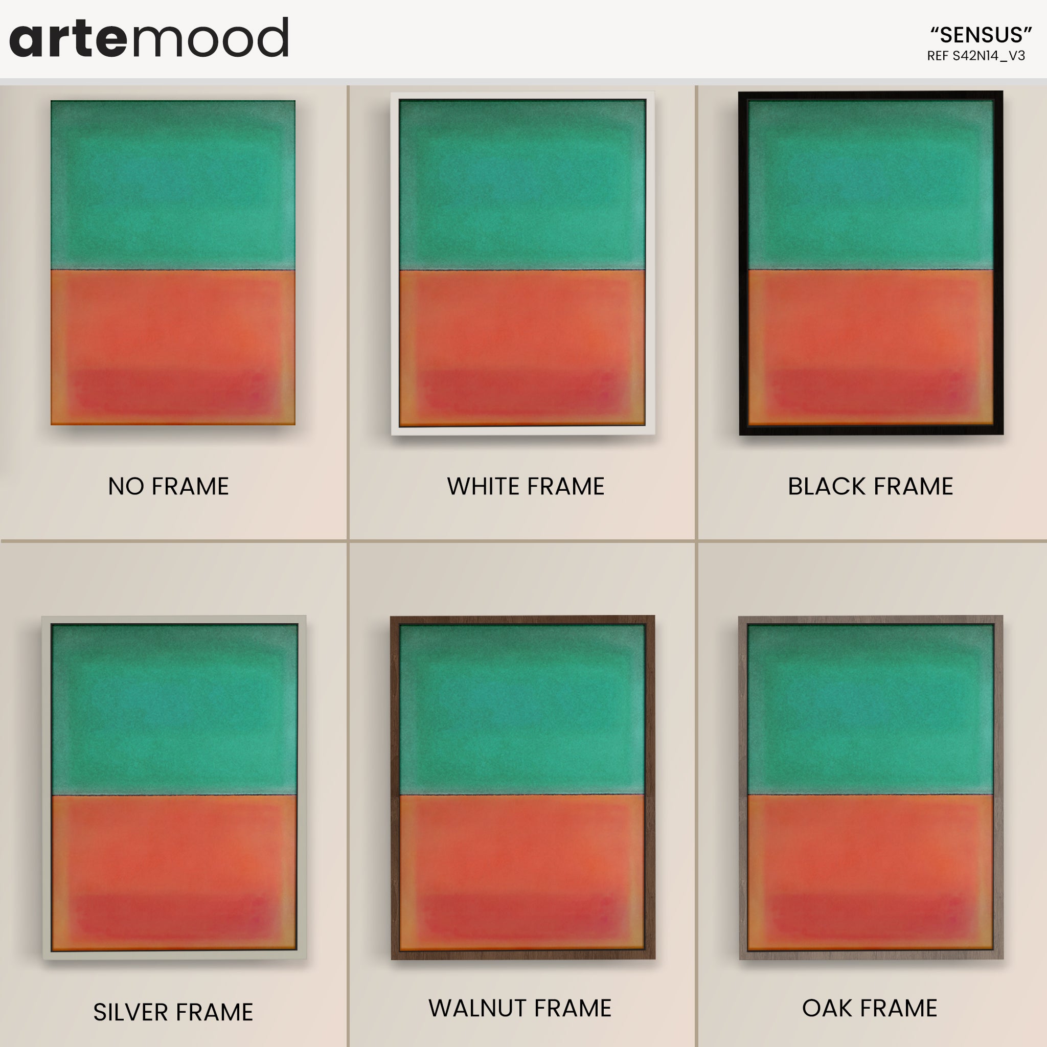 Color Field Artwork Print On Canvas - Minimalist, Zen, Orange, Green, Vibrant Colors, Rothko Style Wall Art