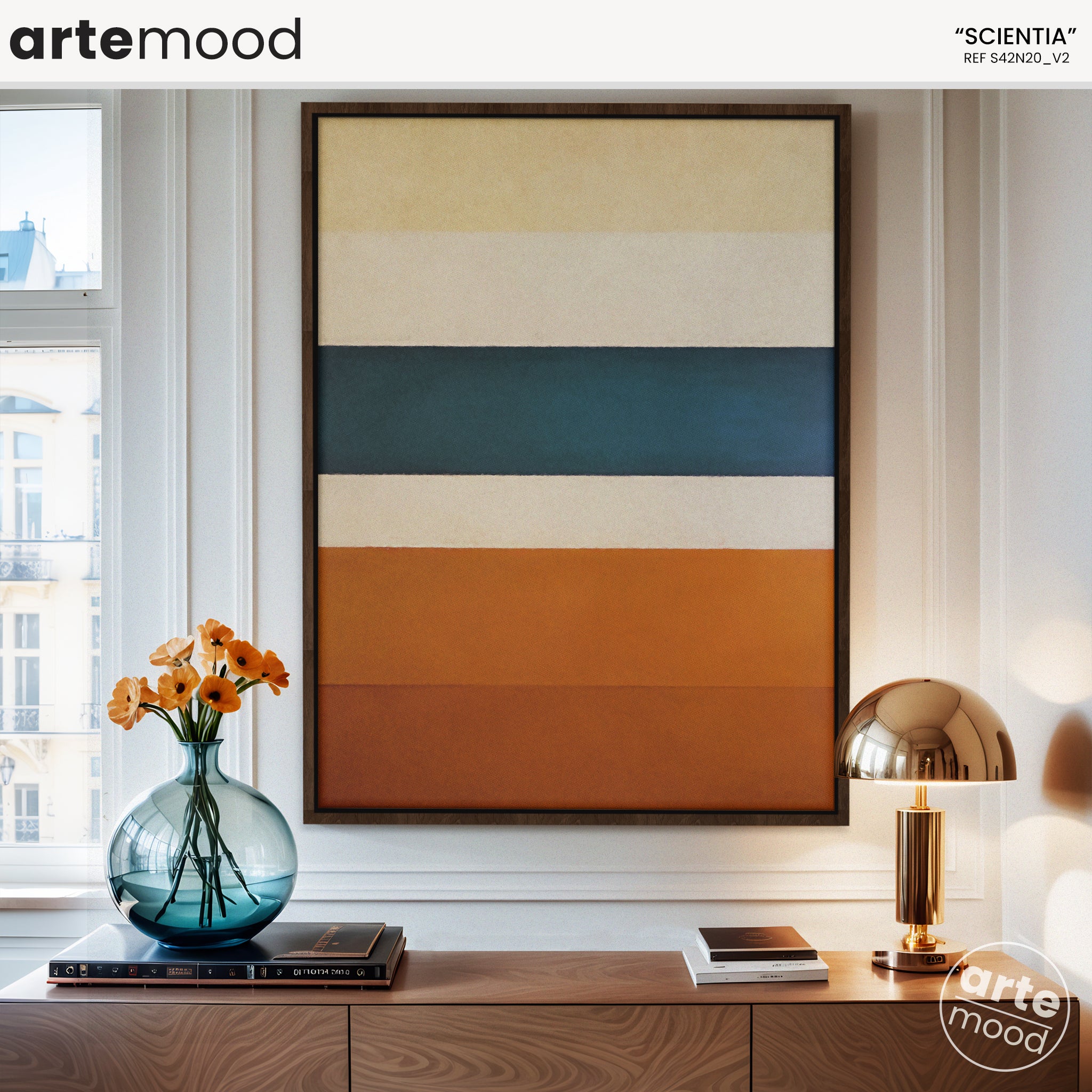 Color Field Artwork Print On Canvas - Minimalist, Zen, Orange, White, Blue, Brown Rothko Style Art