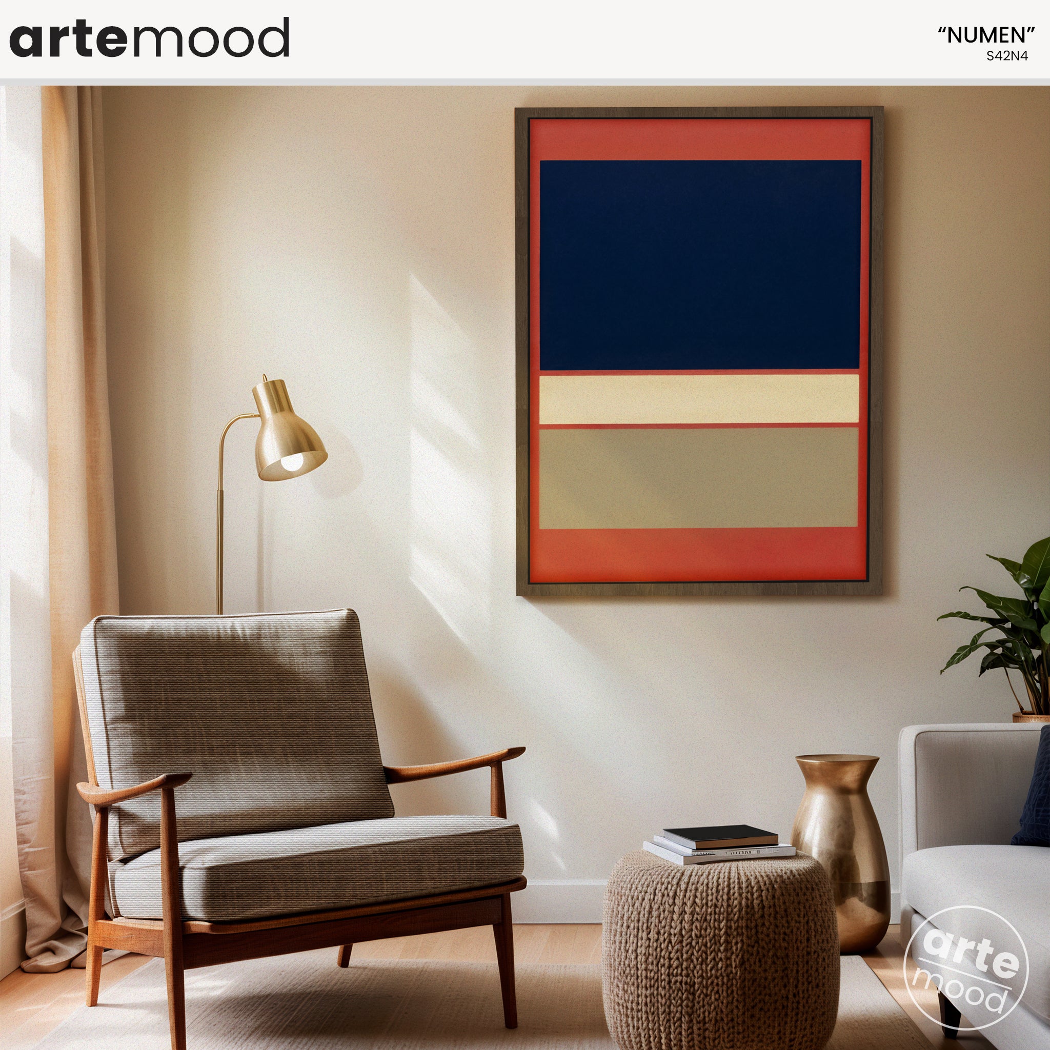 Color Field Artwork Print On Canvas - Minimalist, Zen, Orange, White, Grey, Blue, Rothko Style Wall Art