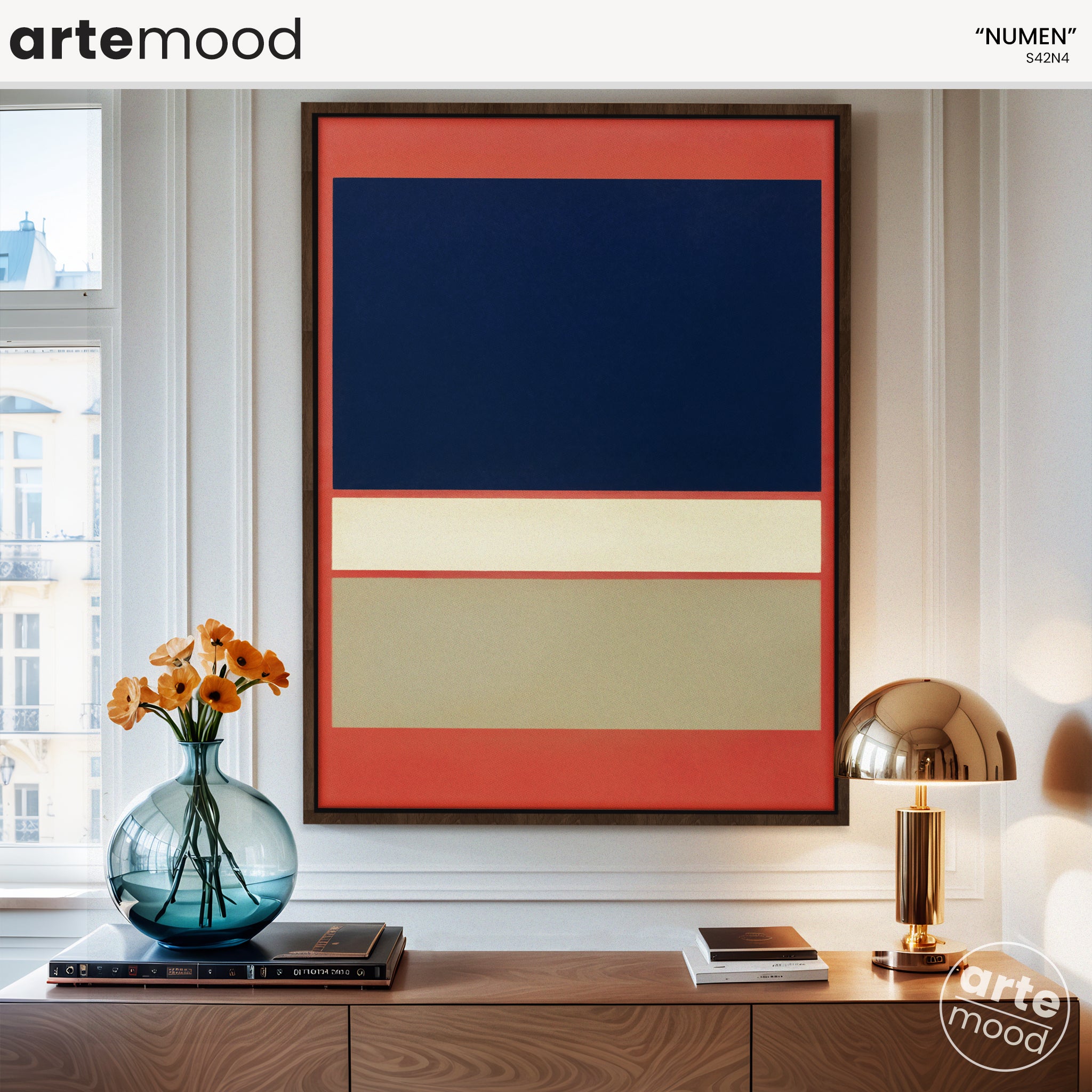 Color Field Artwork Print On Canvas - Minimalist, Zen, Orange, White, Grey, Blue, Rothko Style Wall Art