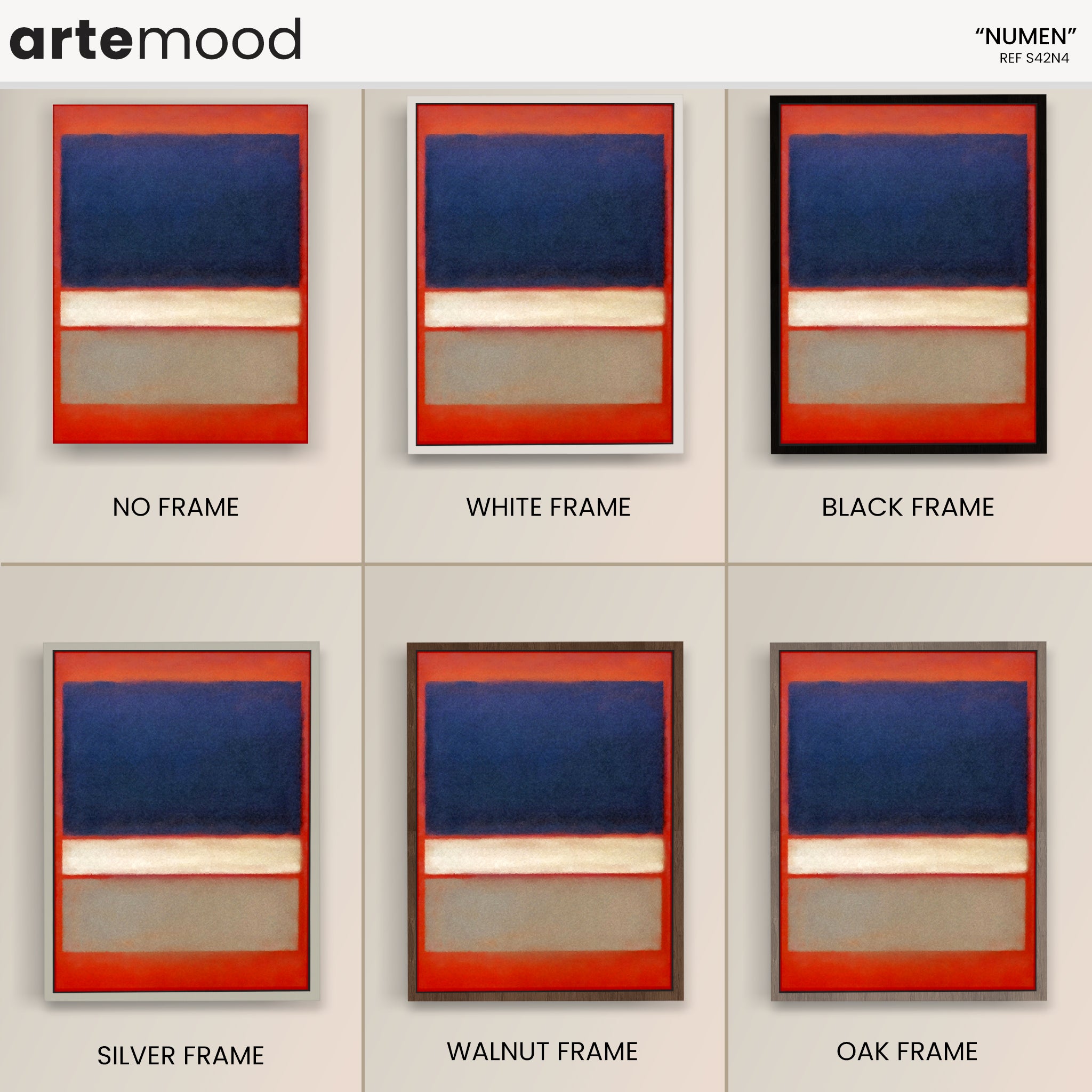 Color Field Artwork Print On Canvas - Minimalist, Zen, Orange, White, Grey, Blue, Rothko Style Wall Art