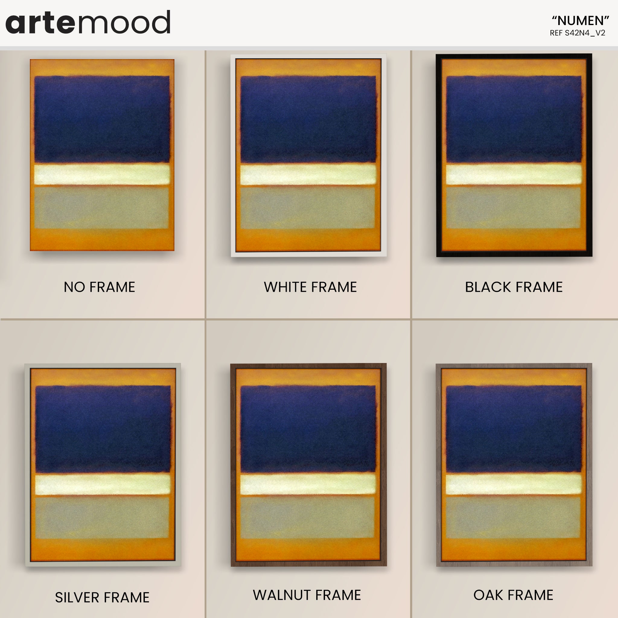 Color Field Artwork Print On Canvas - Minimalist, Zen, Blue, Yellow, Orange, Vibrant, Gold Rothko Style Wall Art