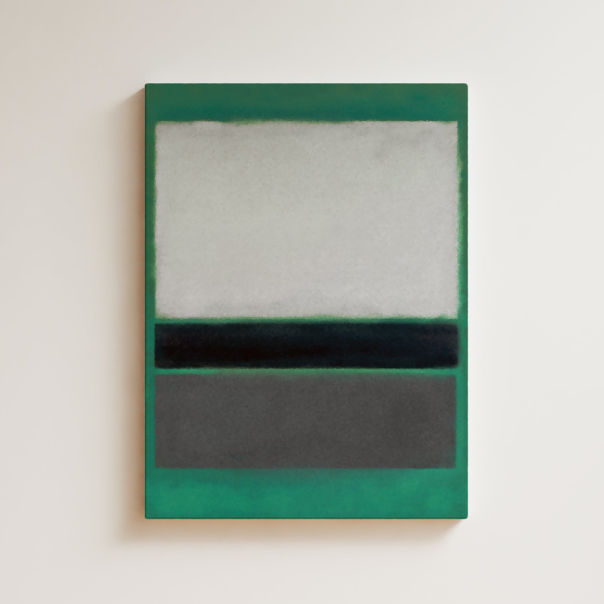 Color Field Artwork Print On Canvas - Minimalist, Zen, Green, Black, Grey, White, Nature, Organic, Framed Wall Art Rothko Style