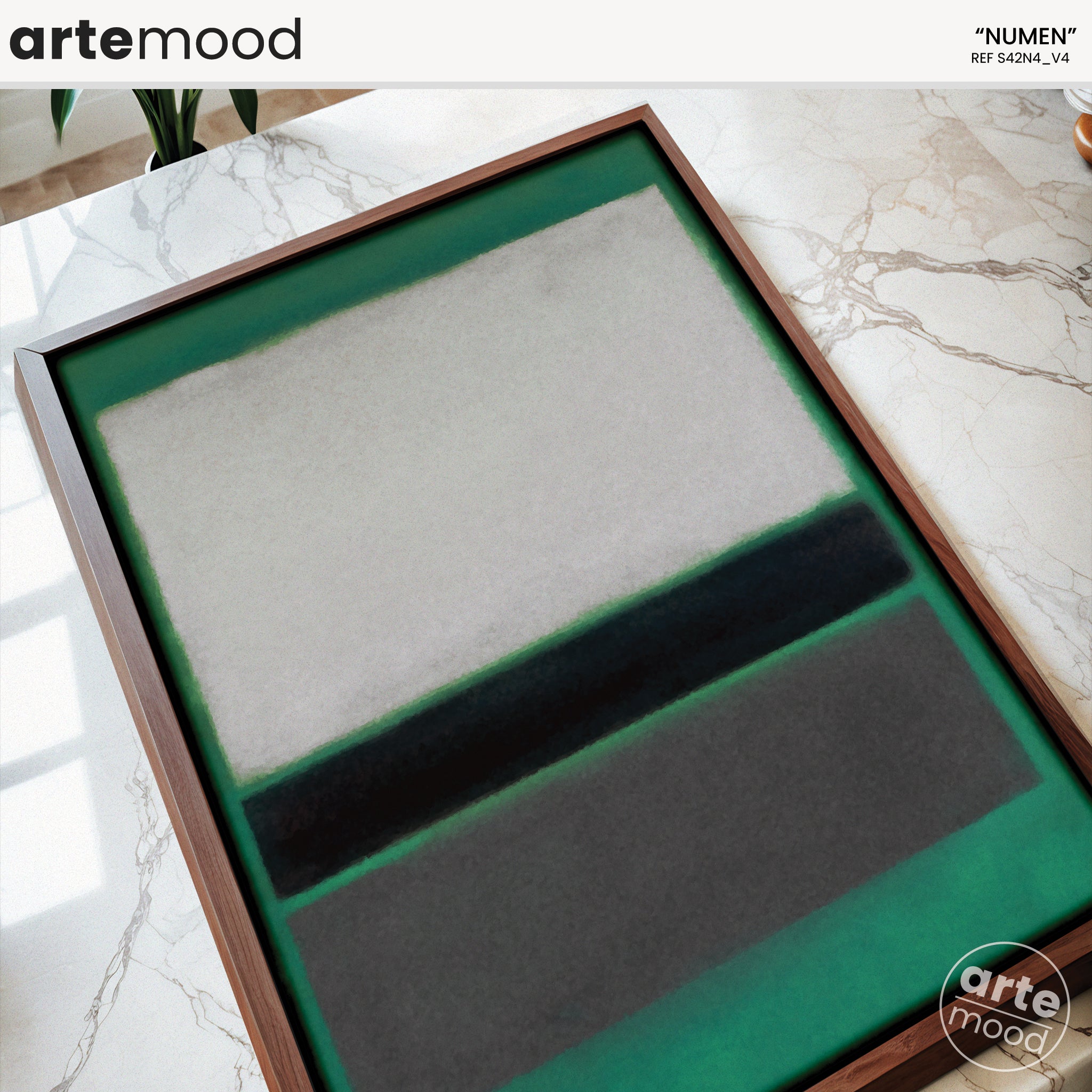 Color Field Artwork Print On Canvas - Minimalist, Zen, Green, Black, Grey, White, Nature, Organic, Framed Wall Art Rothko Style