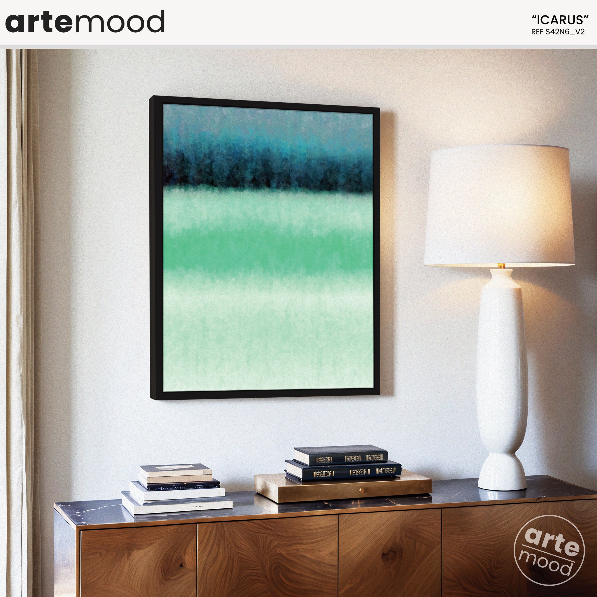 Color Field Artwork Print On Canvas - Minimalist, Zen, Green, Blue, Expressive