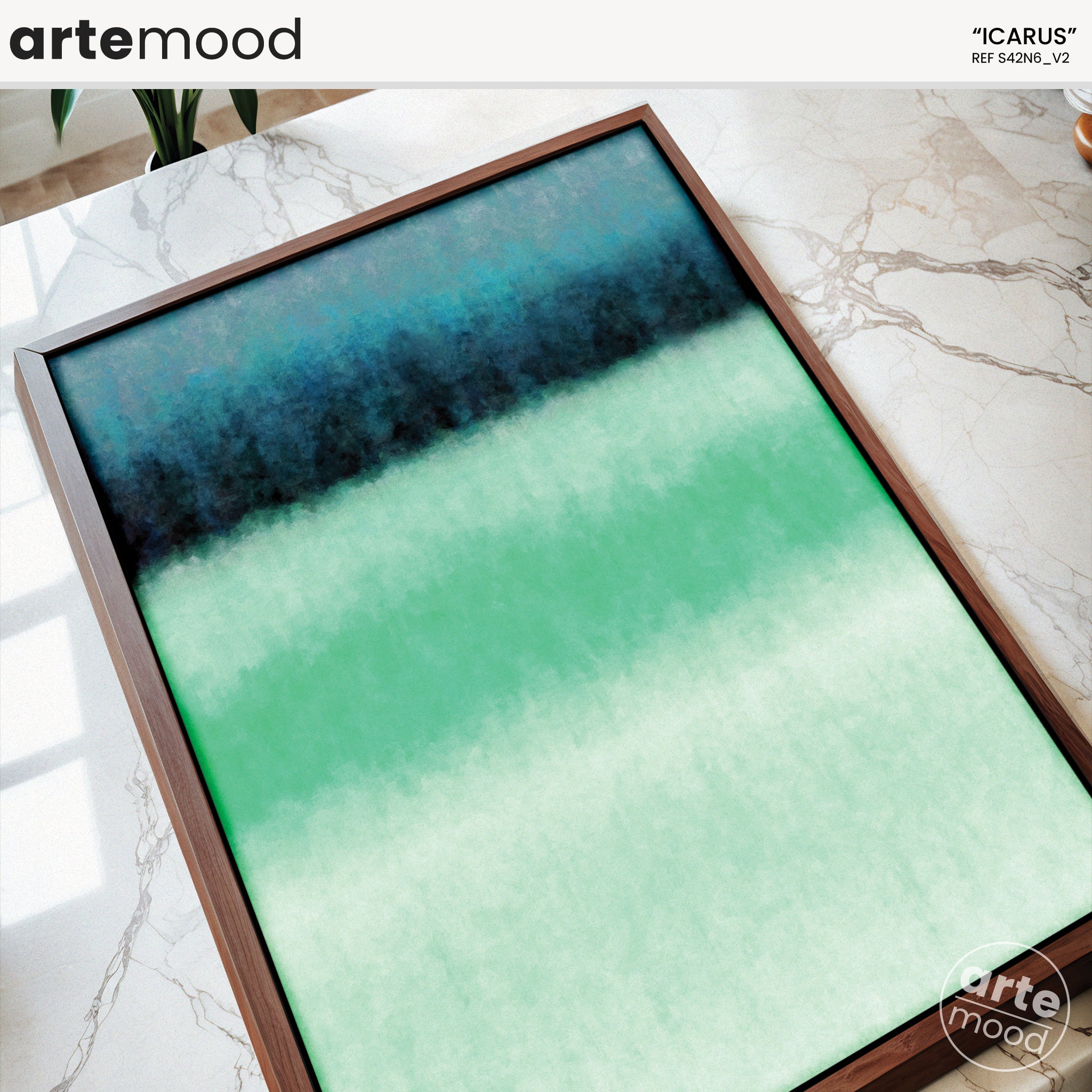 Color Field Artwork Print On Canvas - Minimalist, Zen, Green, Blue, Expressive