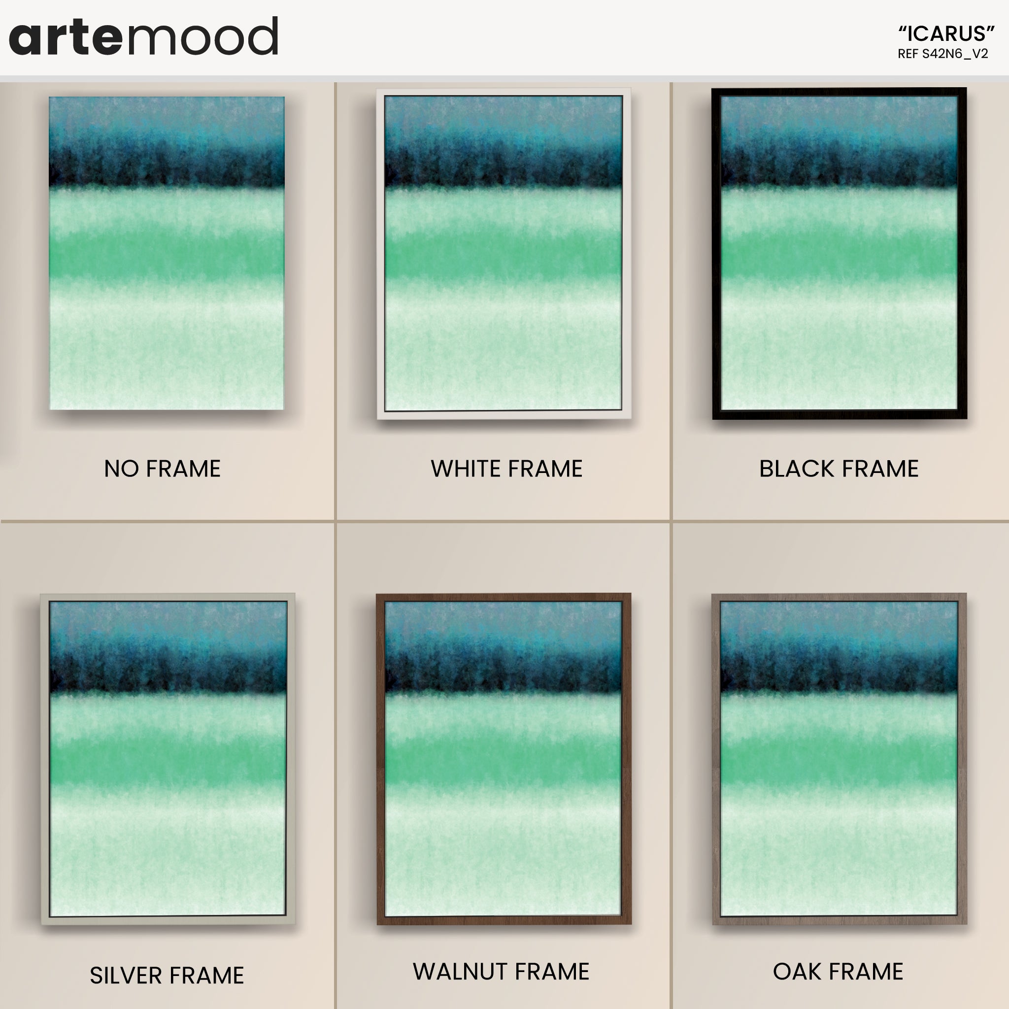 Color Field Artwork Print On Canvas - Minimalist, Zen, Green, Blue, Expressive