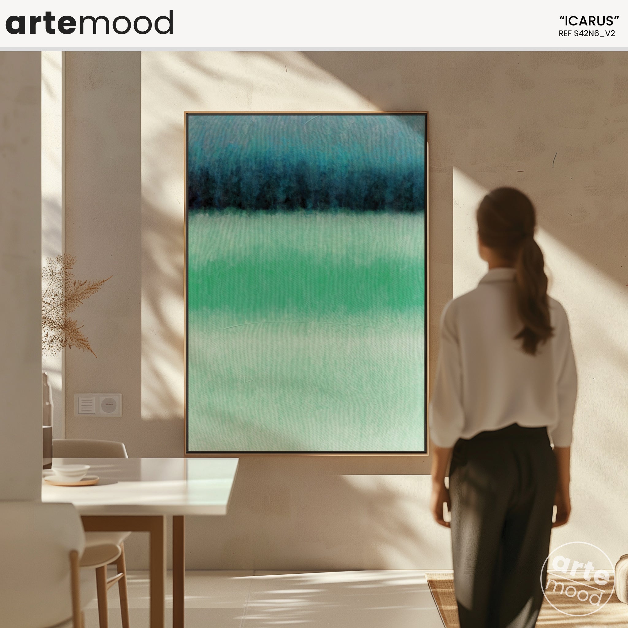 Color Field Artwork Print On Canvas - Minimalist, Zen, Green, Blue, Expressive