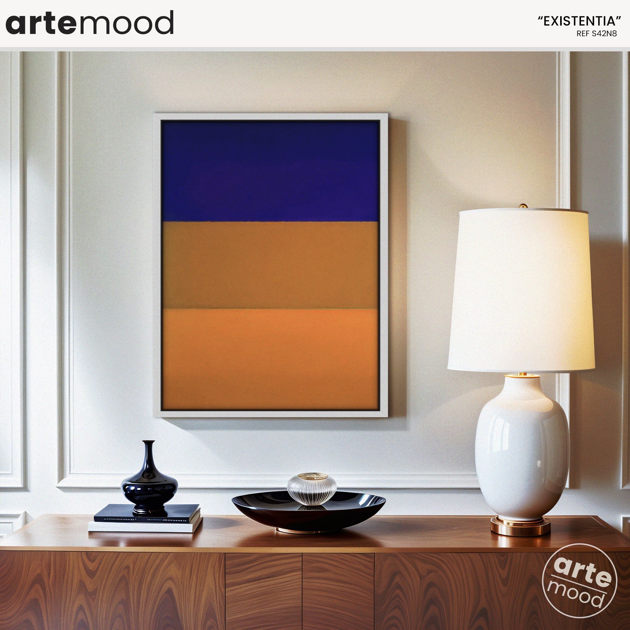 Color Field Artwork Print On Canvas - Minimalist, Zen, Blue, Violet, Orange, Rothko Style Wall Art