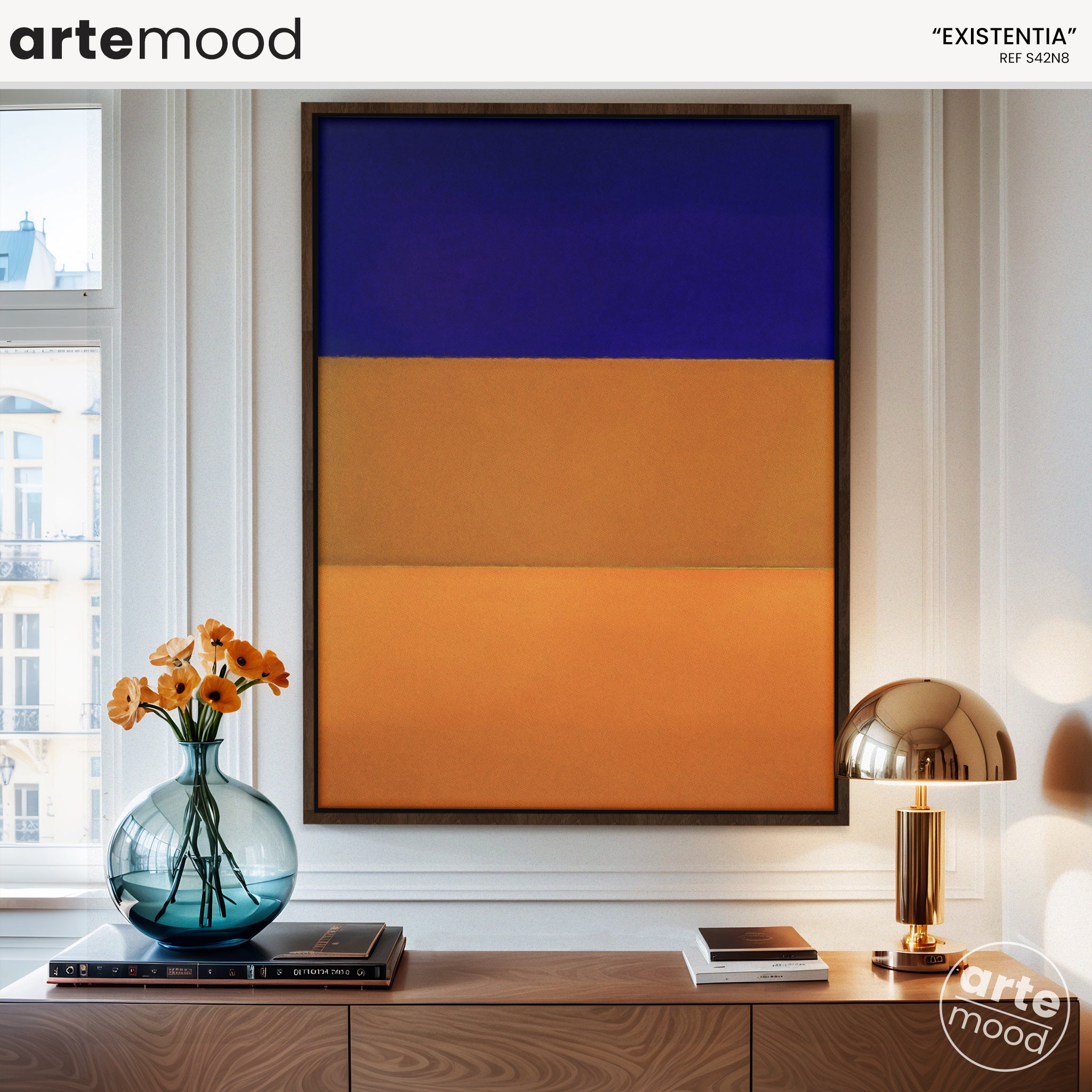 Color Field Artwork Print On Canvas - Minimalist, Zen, Blue, Violet, Orange, Rothko Style Wall Art