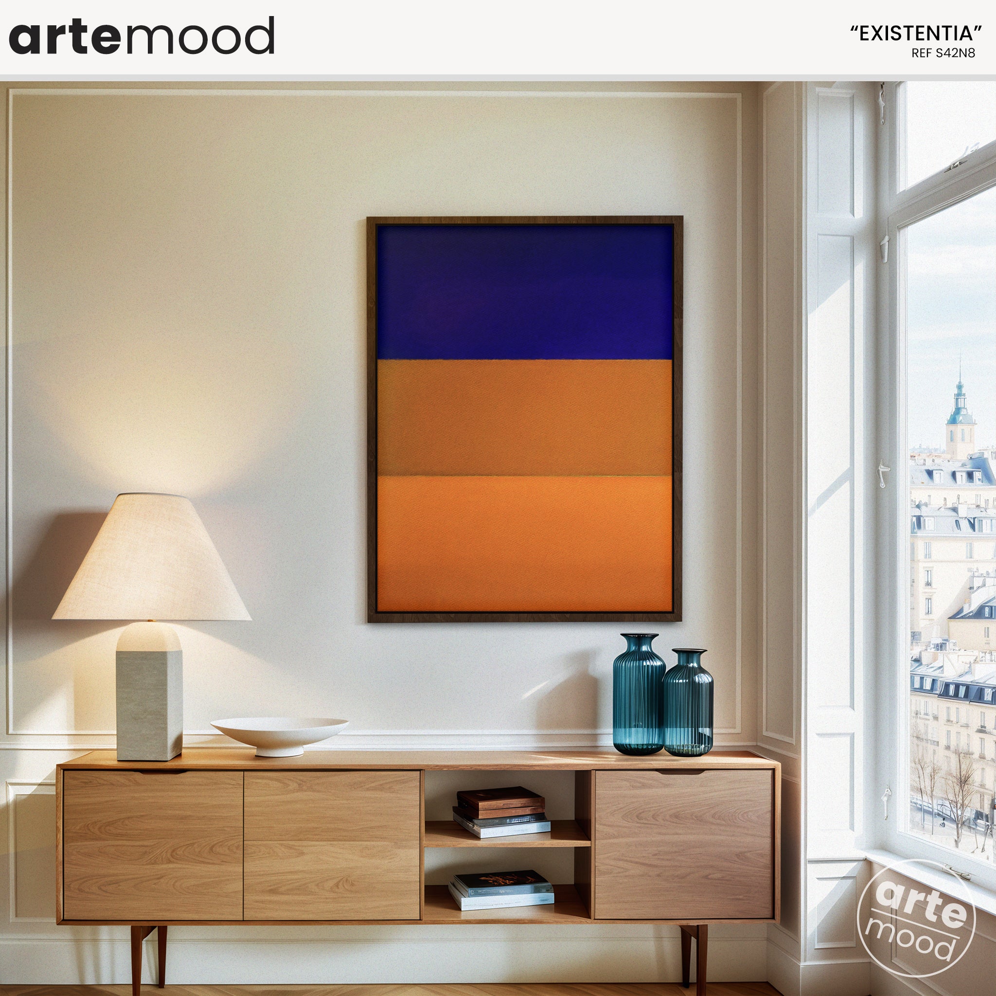 Color Field Artwork Print On Canvas - Minimalist, Zen, Blue, Violet, Orange, Rothko Style Wall Art