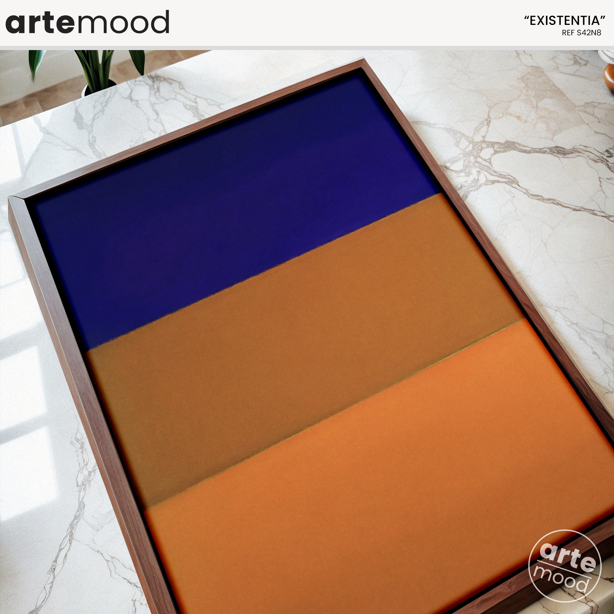 Color Field Artwork Print On Canvas - Minimalist, Zen, Blue, Violet, Orange, Rothko Style Wall Art