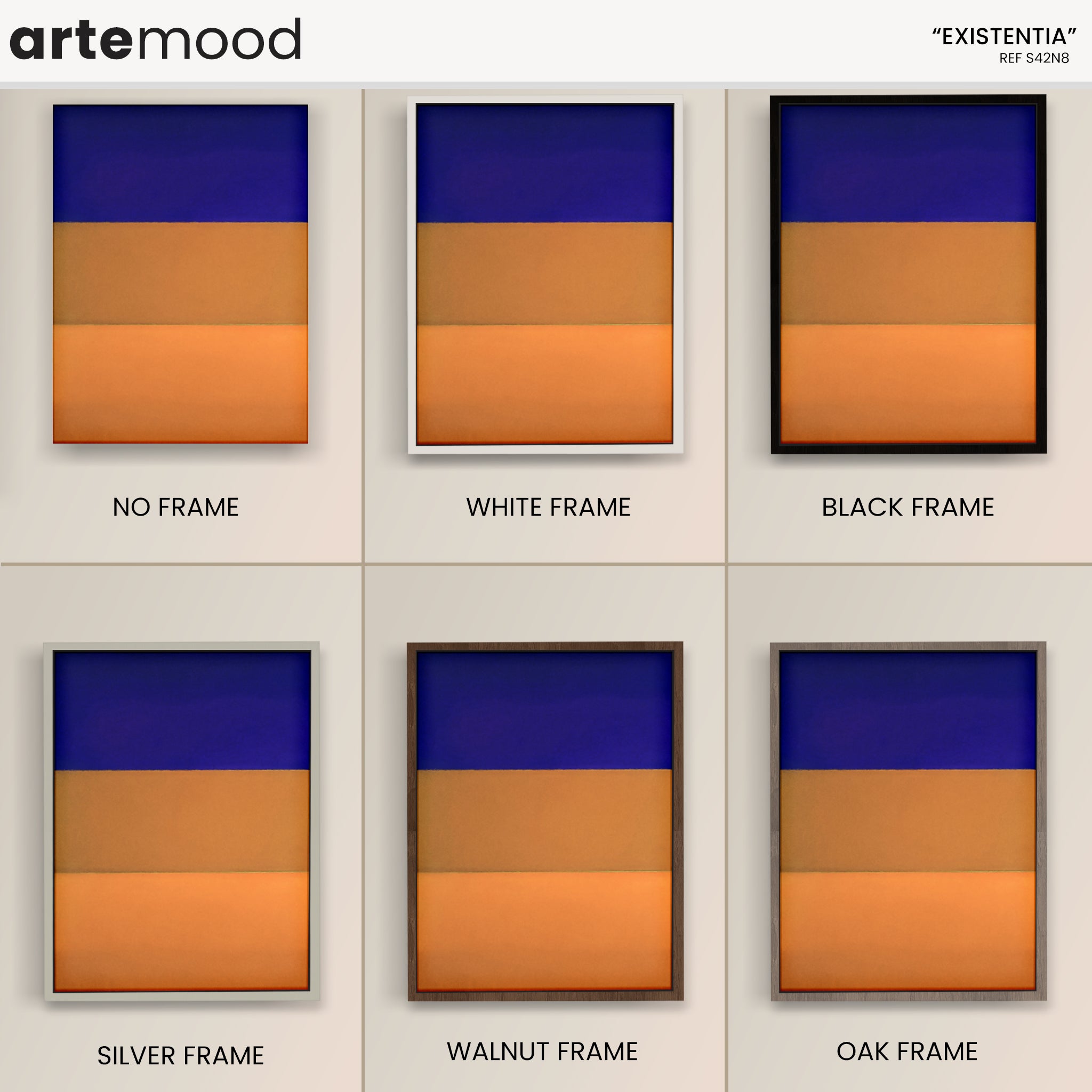 Color Field Artwork Print On Canvas - Minimalist, Zen, Blue, Violet, Orange, Rothko Style Wall Art