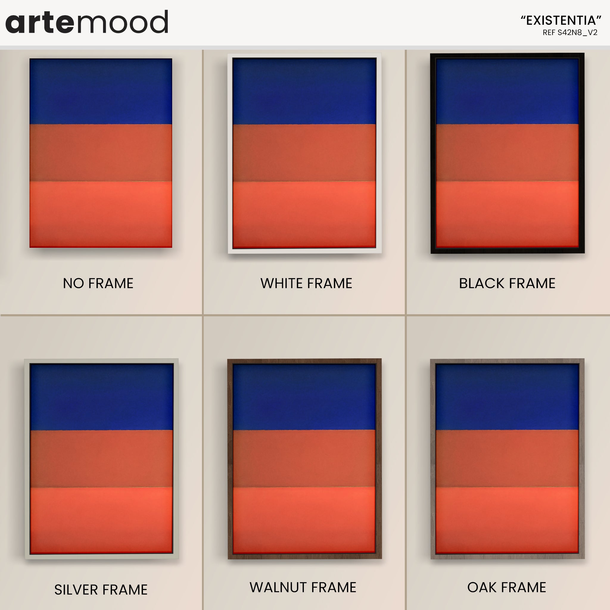 Color Field Artwork Print On Canvas - Minimalist, Zen, Orange, Blue, Vibrant Wall Art Minimal Rothko Style Print