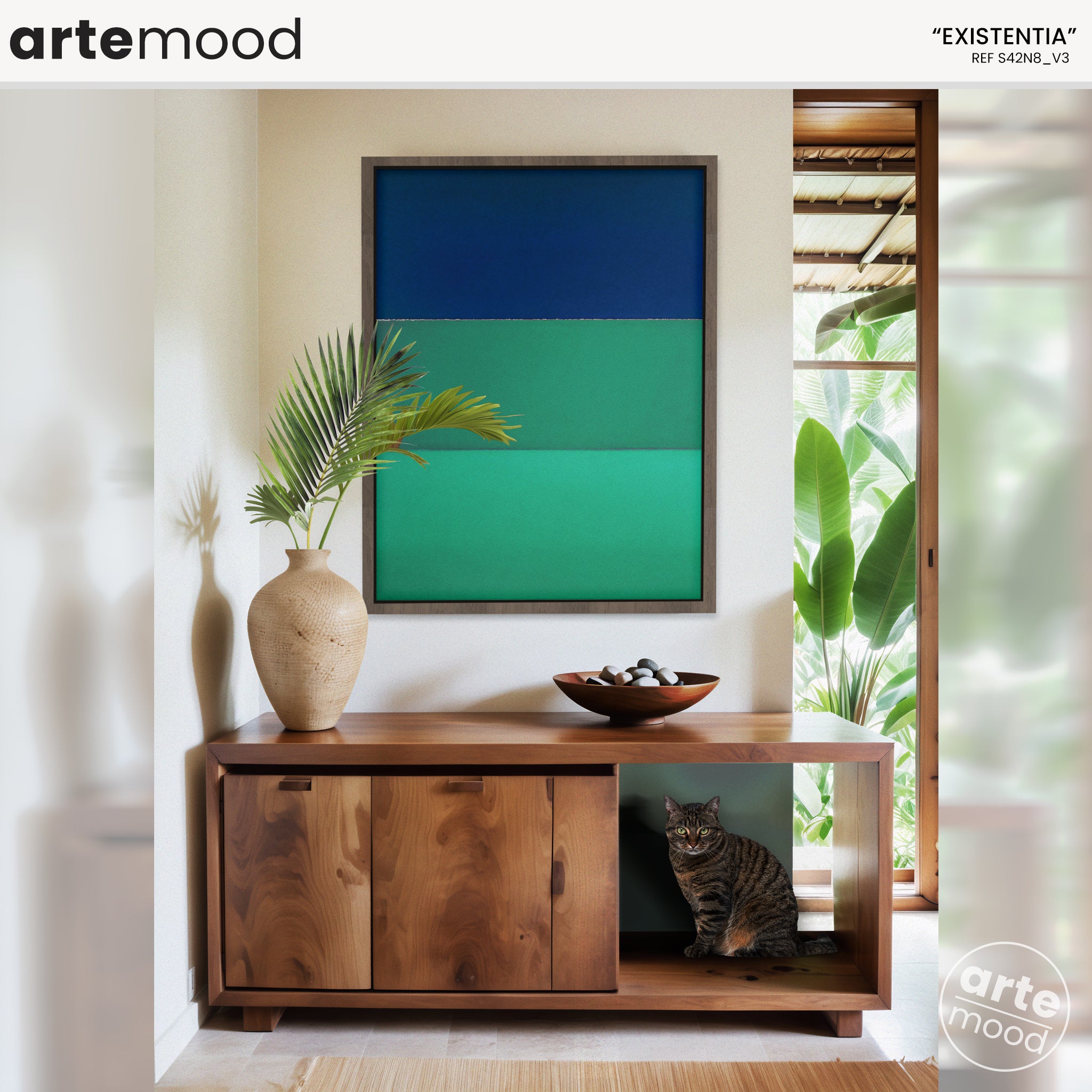 Color Field Artwork Print On Canvas - Minimalist, Blue, Green, Rothko Style Wall Art Decor