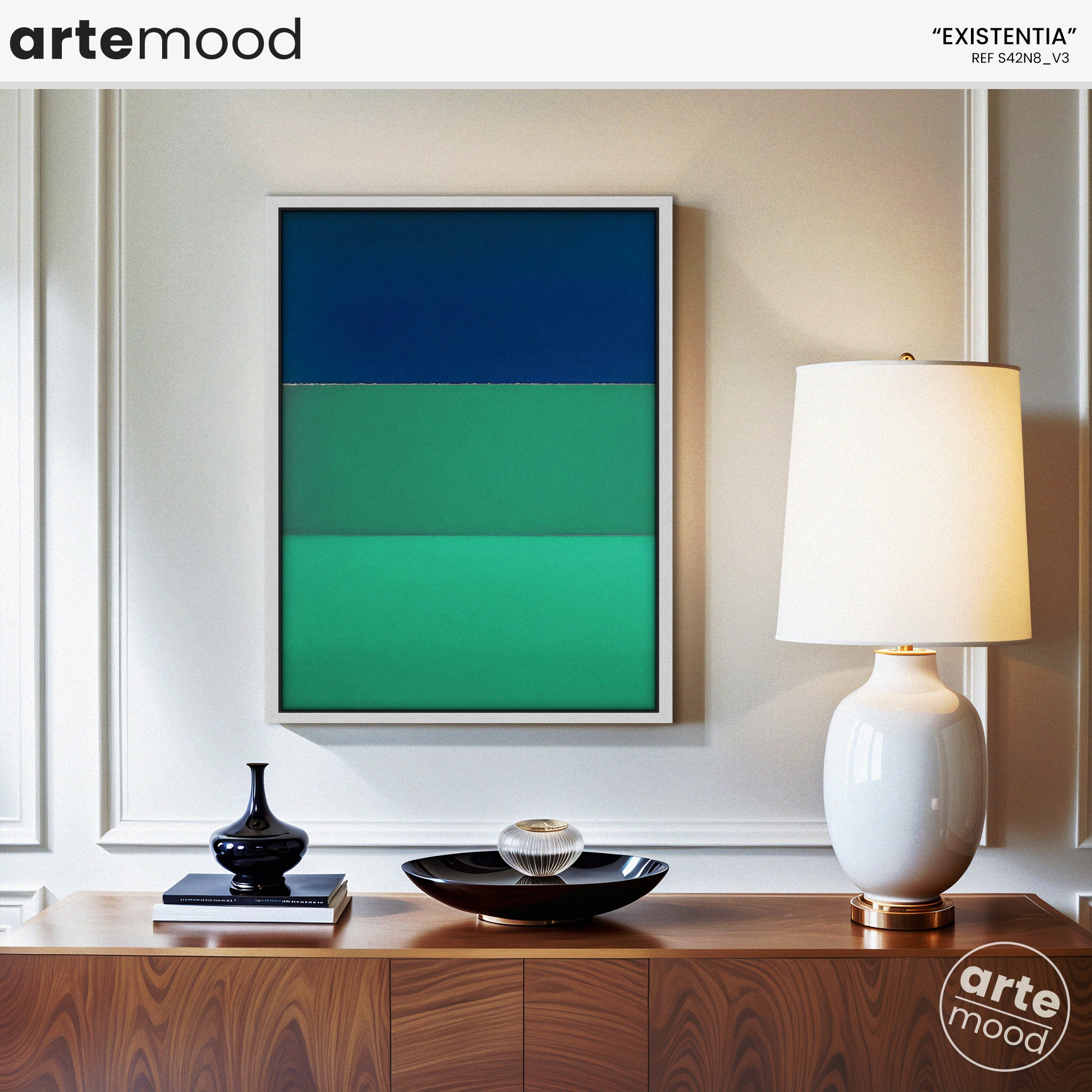 Color Field Artwork Print On Canvas - Minimalist, Blue, Green, Rothko Style Wall Art Decor