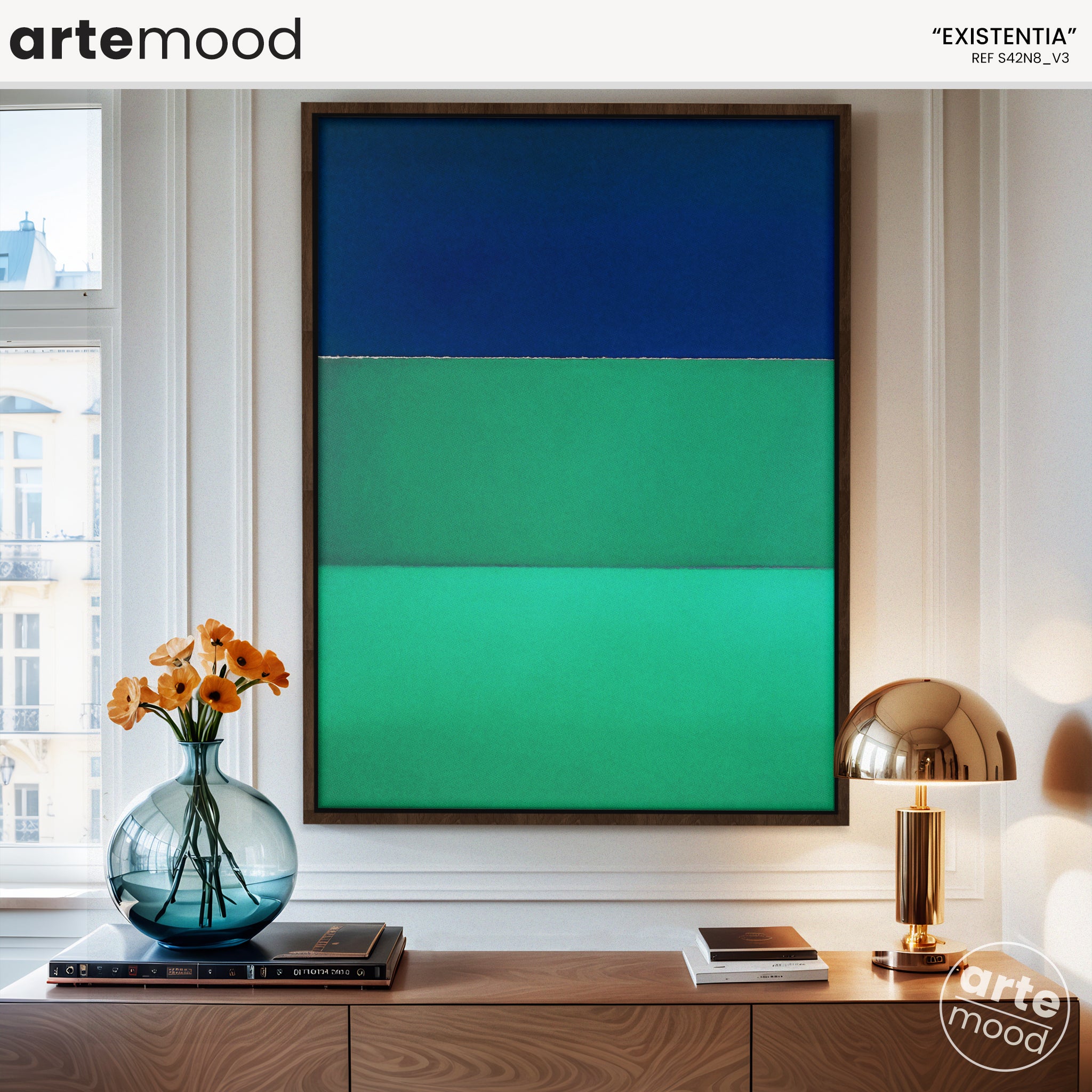 Color Field Artwork Print On Canvas - Minimalist, Blue, Green, Rothko Style Wall Art Decor