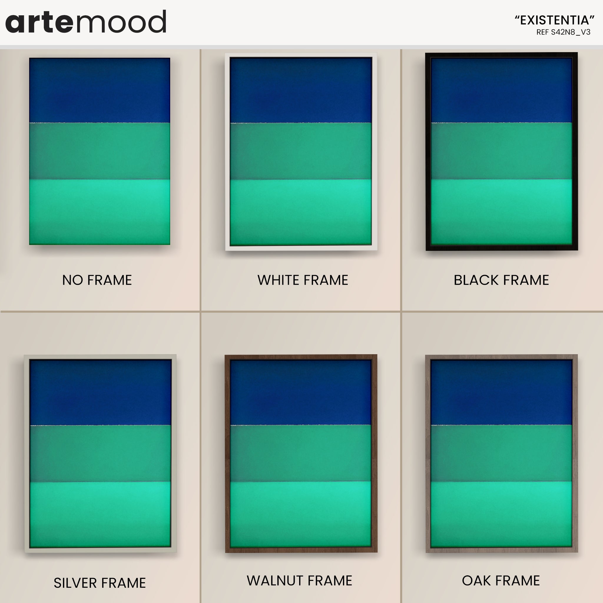 Color Field Artwork Print On Canvas - Minimalist, Blue, Green, Rothko Style Wall Art Decor