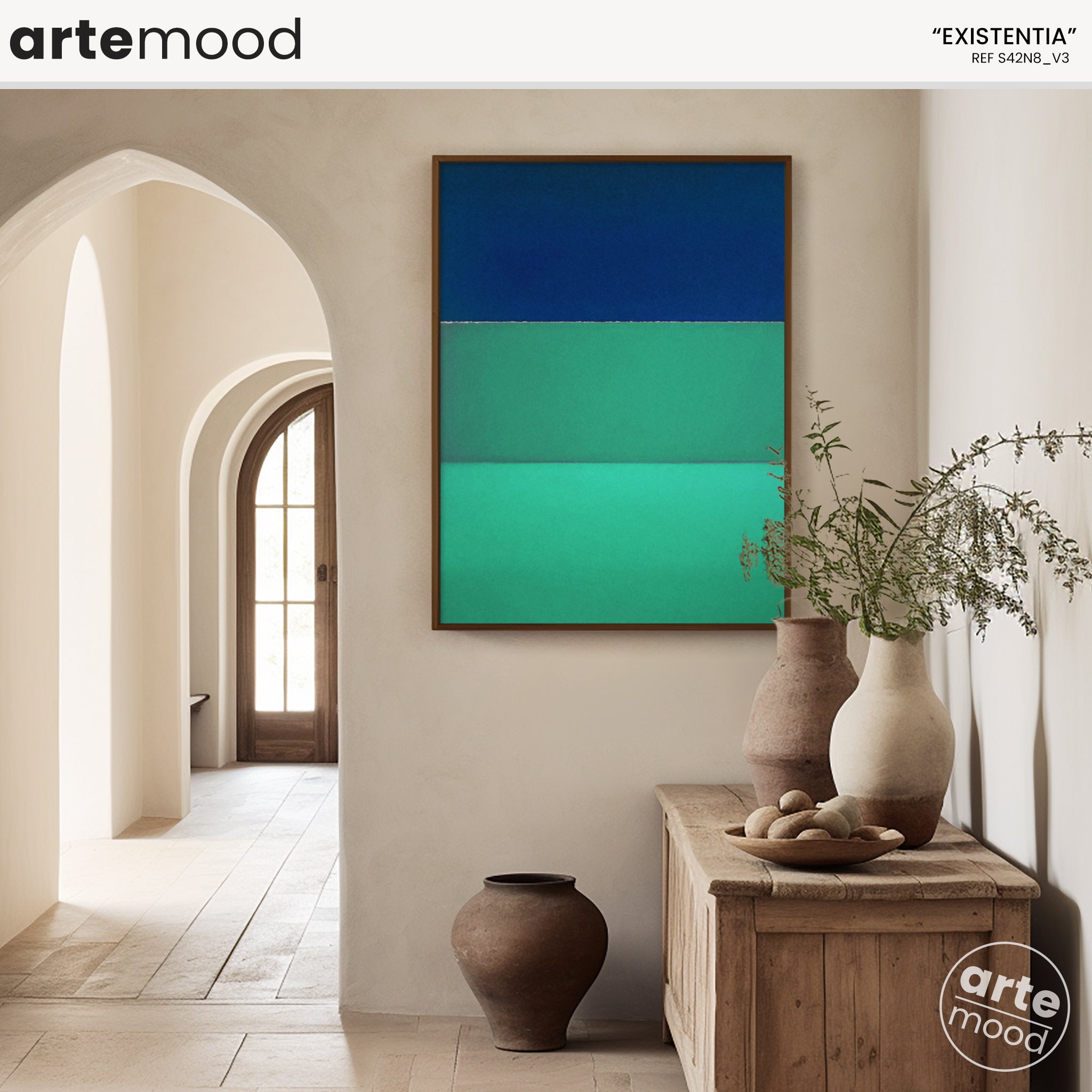 Color Field Artwork Print On Canvas - Minimalist, Blue, Green, Rothko Style Wall Art Decor