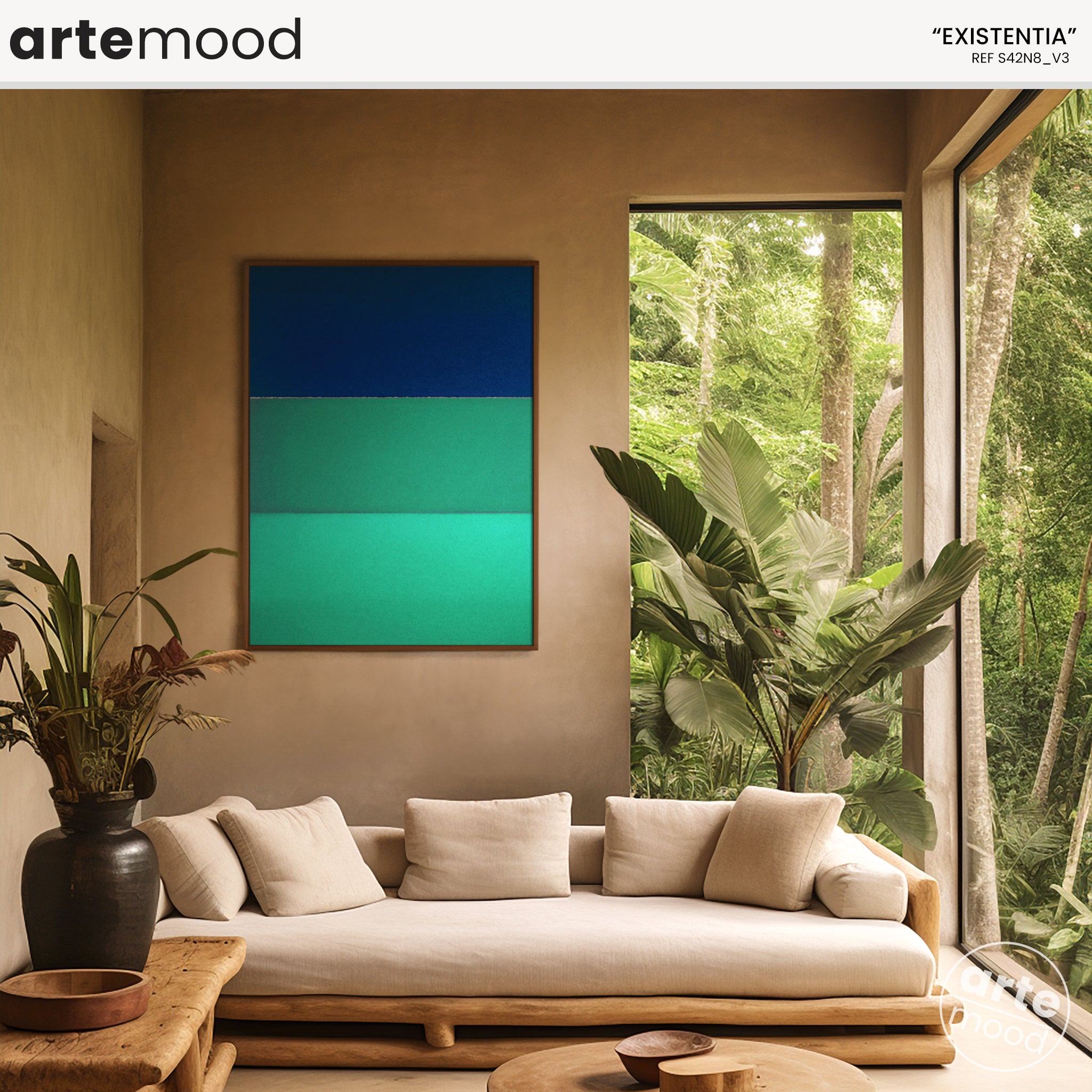 Color Field Artwork Print On Canvas - Minimalist, Blue, Green, Rothko Style Wall Art Decor