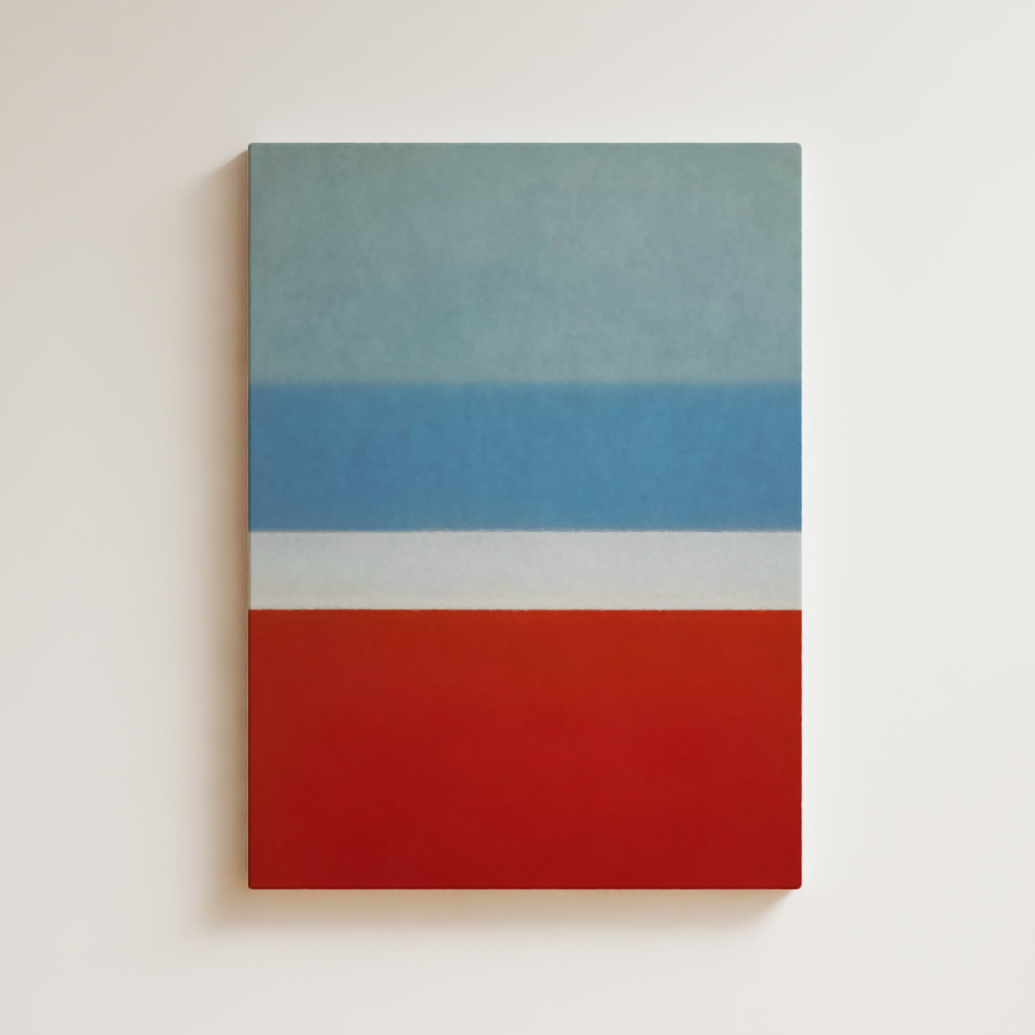 Color Field Artwork Print On Canvas - Minimalist, Zen, Blue, White, Red, Warm Color, Chic Wall Decor