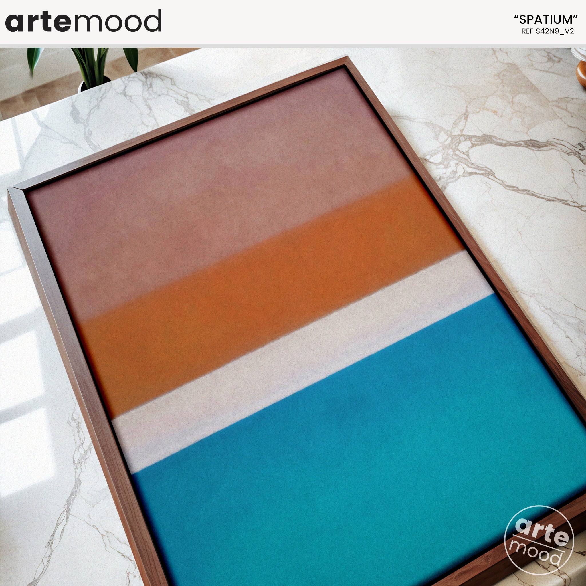 Color Field Artwork Print On Canvas - Minimalist, Zen, Orange, White, Blue, Vibrant, Warm Colors Art Print