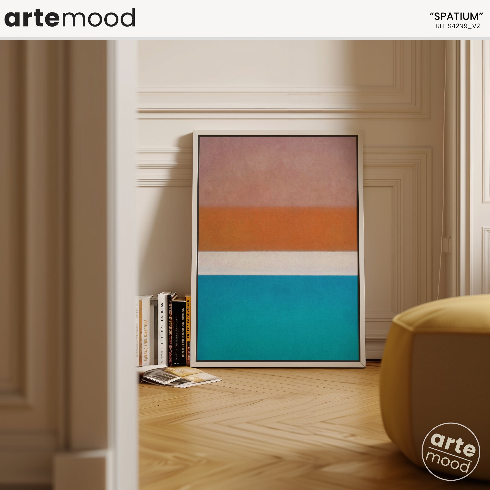 Color Field Artwork Print On Canvas - Minimalist, Zen, Orange, White, Blue, Vibrant, Warm Colors Art Print