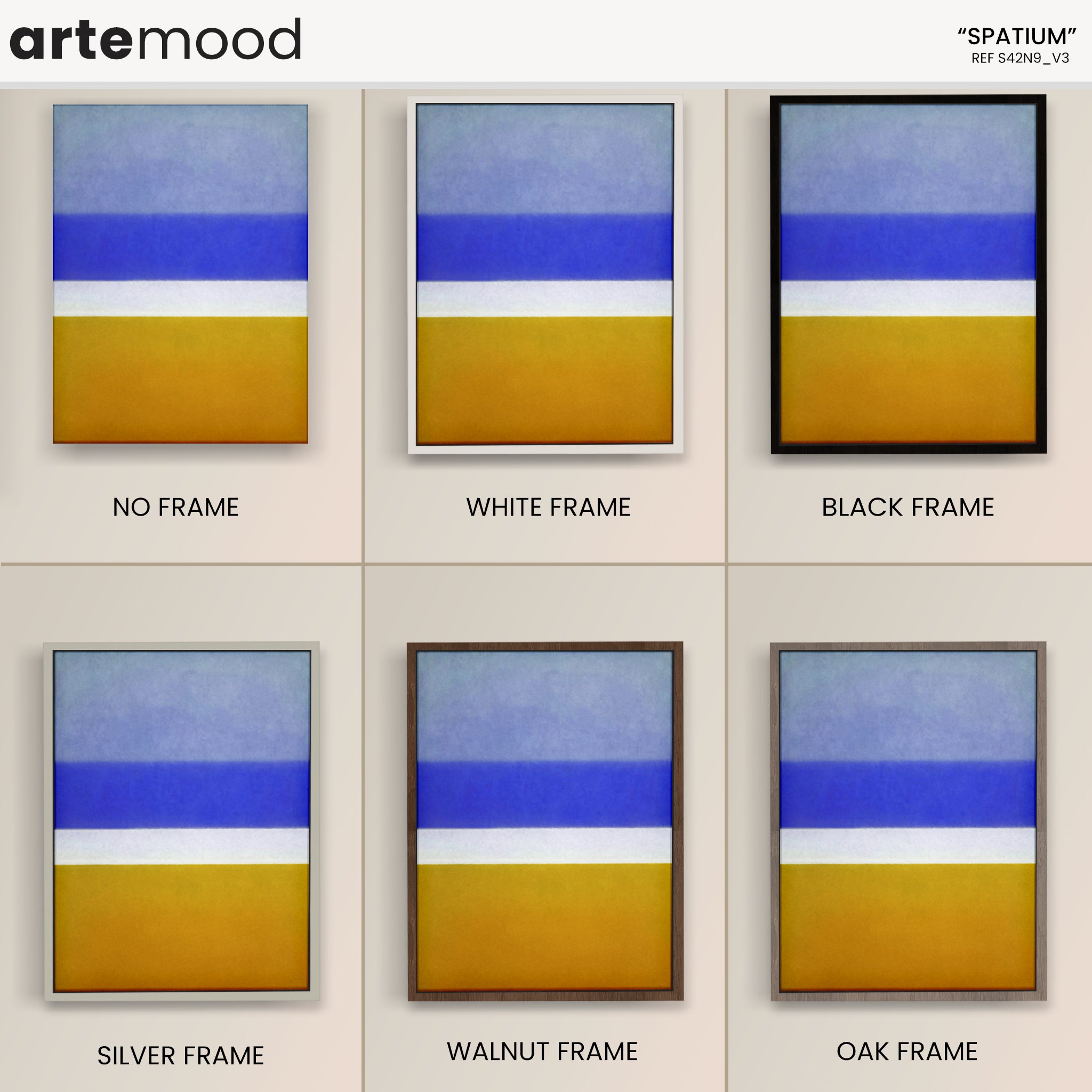 Color Field Artwork Print On Canvas - Minimalist, Zen, Blue, Violet, White, Yellow Mustard, Rothko Style Wall Art